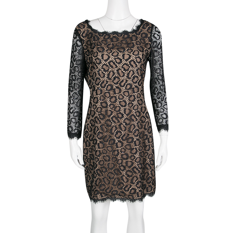 

Diane Von Furstenberg Black Lace Zarita Embellished Dress