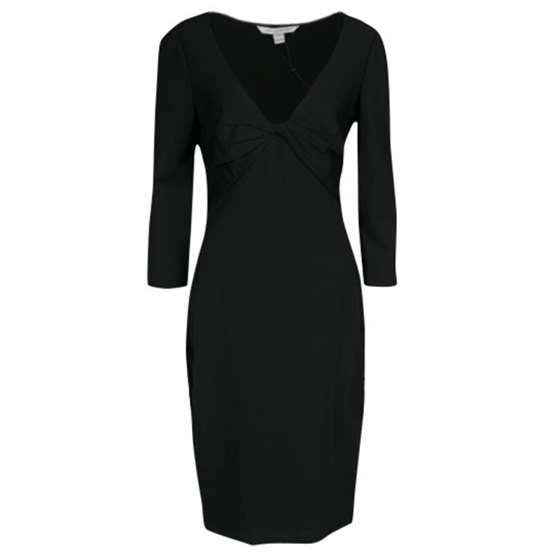 Pre Owned Diane Von Furstenberg Black Twist Front Detail Razel Dress M