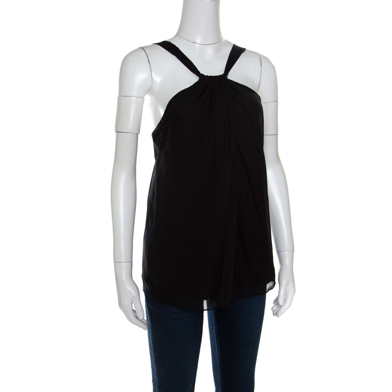 

Diane Von Furstenberg Black Silk Sleeveless Lilita Top