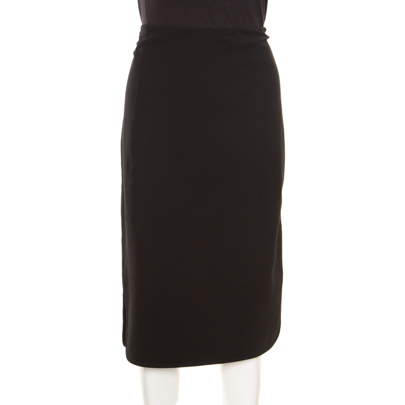 Pre Owned Diane Von Furstenberg Black Stretch Side Zip Detail Noemi Pencil Skirt L