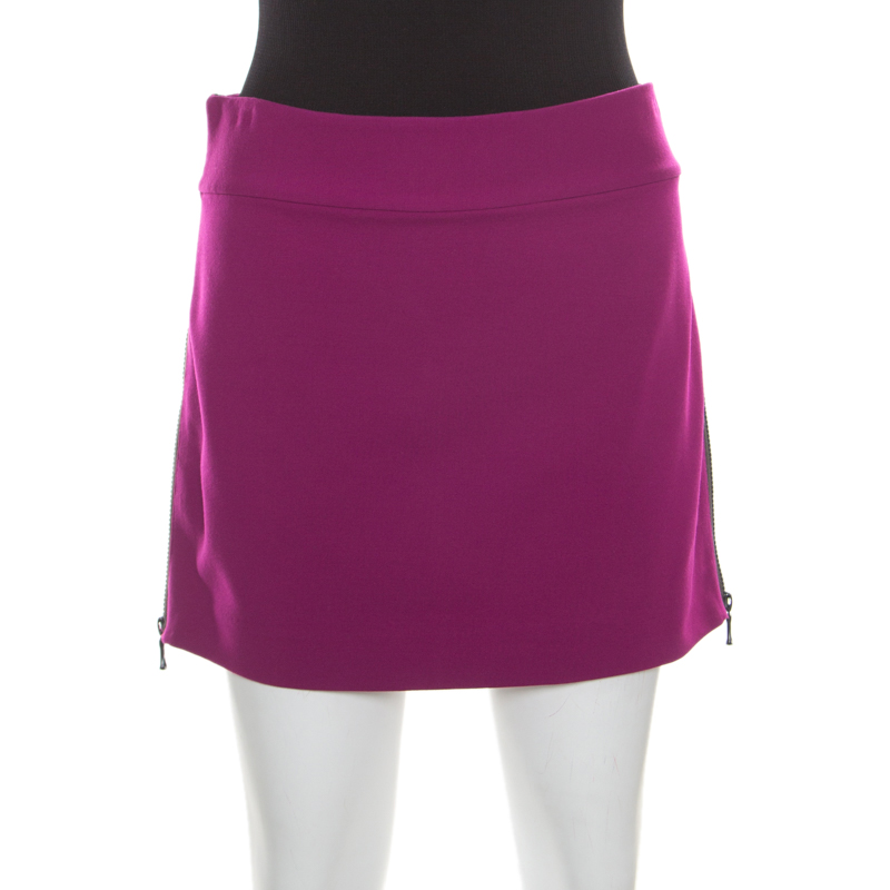 

Diane Von Furstenberg Magenta Stretch Side Zip Detail Mini Skirt, Purple