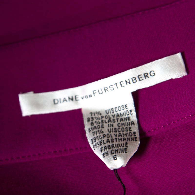 Pre-owned Diane Von Furstenberg Magenta Stretch Side Zip Detail Mini Skirt M In Purple