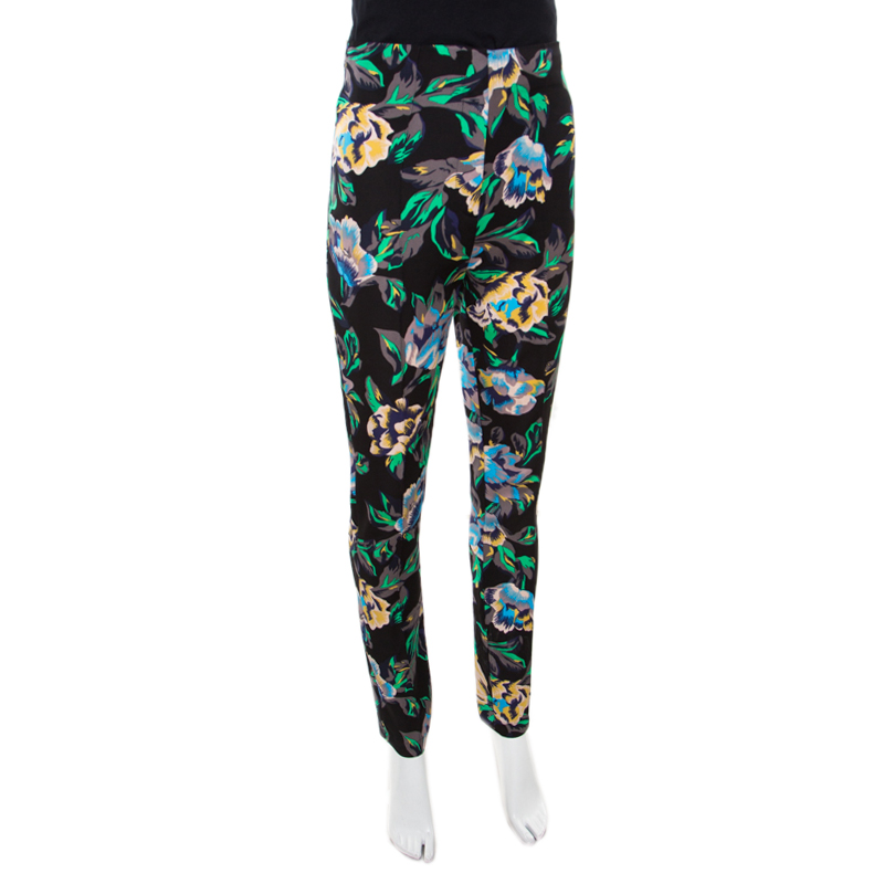 

Diane Von Furstenberg Black Floral Printed Benton High Waist Skinny Pants
