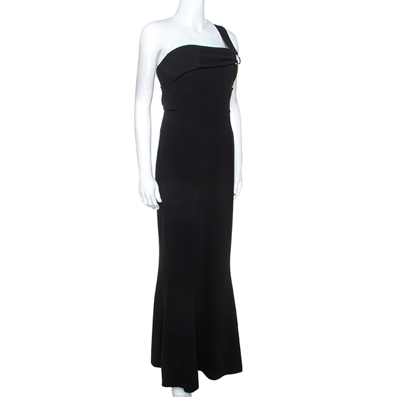 

Diane Von Furstenberg Black Stretch One Shoulder Asymmetric Dress