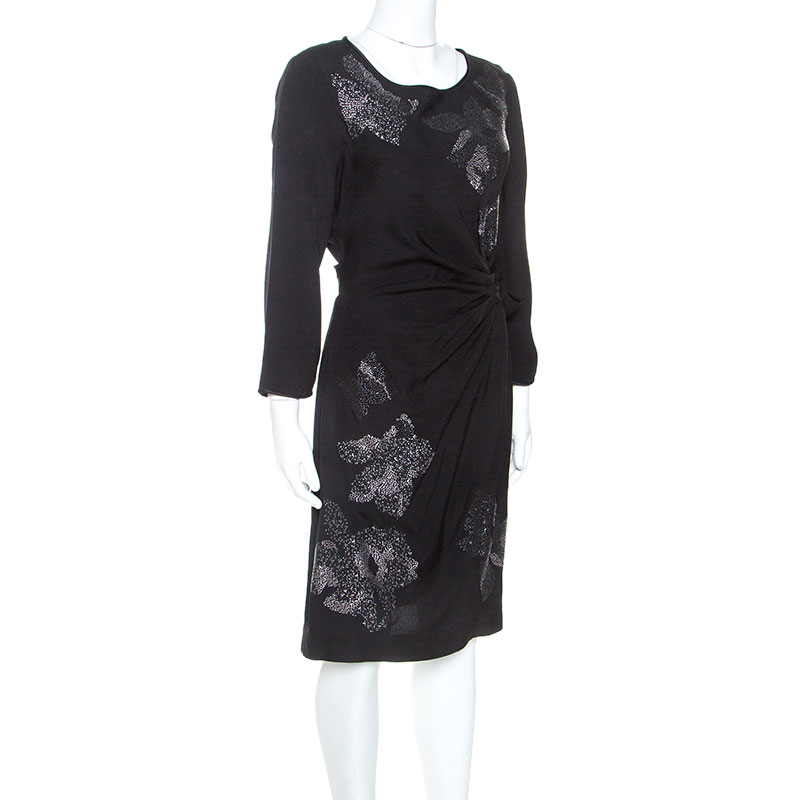 

Diane von Furstenberg Black Crepe Embellished Zoe Dress