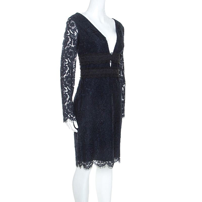 

Diane Von Furstenberg Navy Blue Lace Viera Cocktail Dress