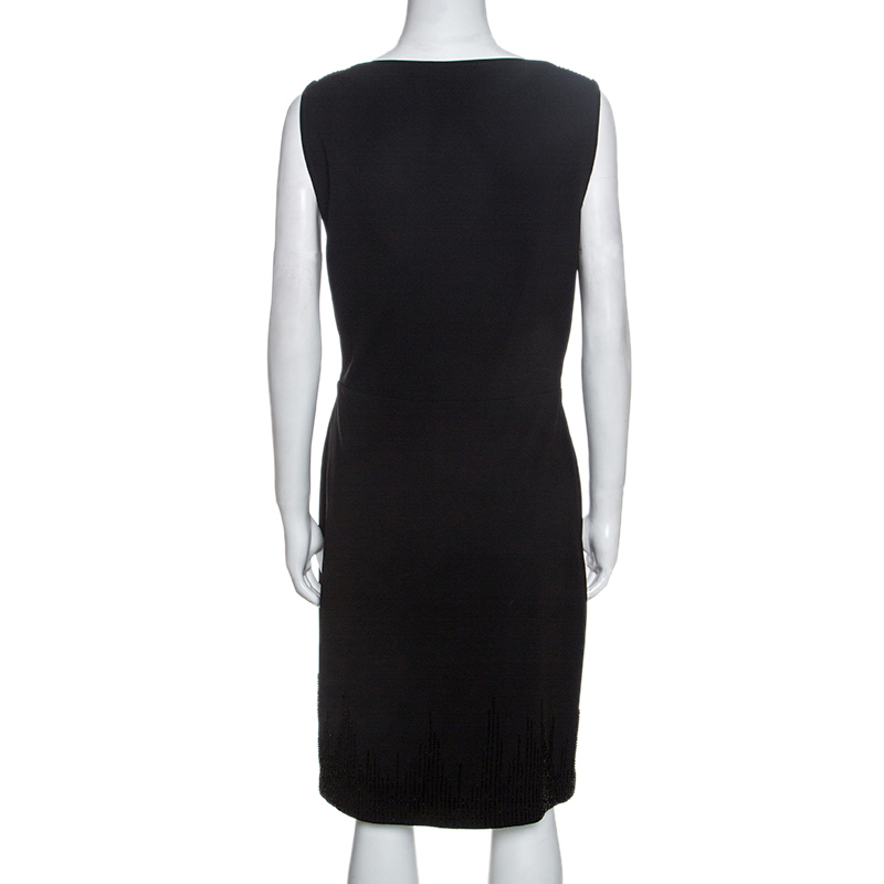 Diane Von Furstenberg Black Embellished Crepe Bella Dress L