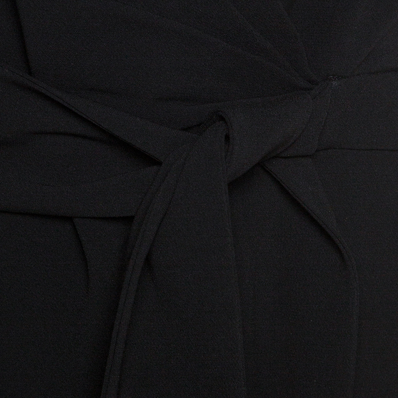 Diane Von Furstenberg Black Embellished Crepe Bella Dress L