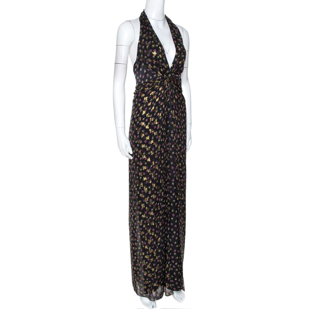 

Diane Von Furstenberg Black Lurex Printed Silk Evelina Dress