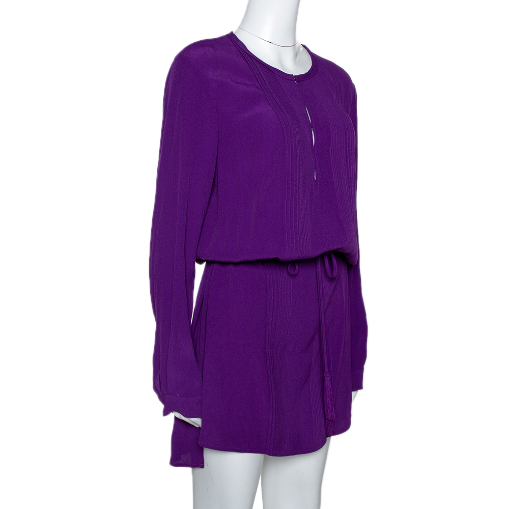 

Diane Von Furstenberg Purple Crepe Pleat Front Sliced Dress