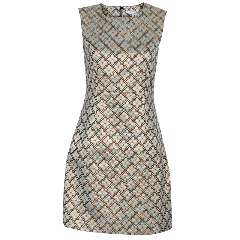 Pre Owned Diane Von Furstenberg Gold Carrie Two Dress M