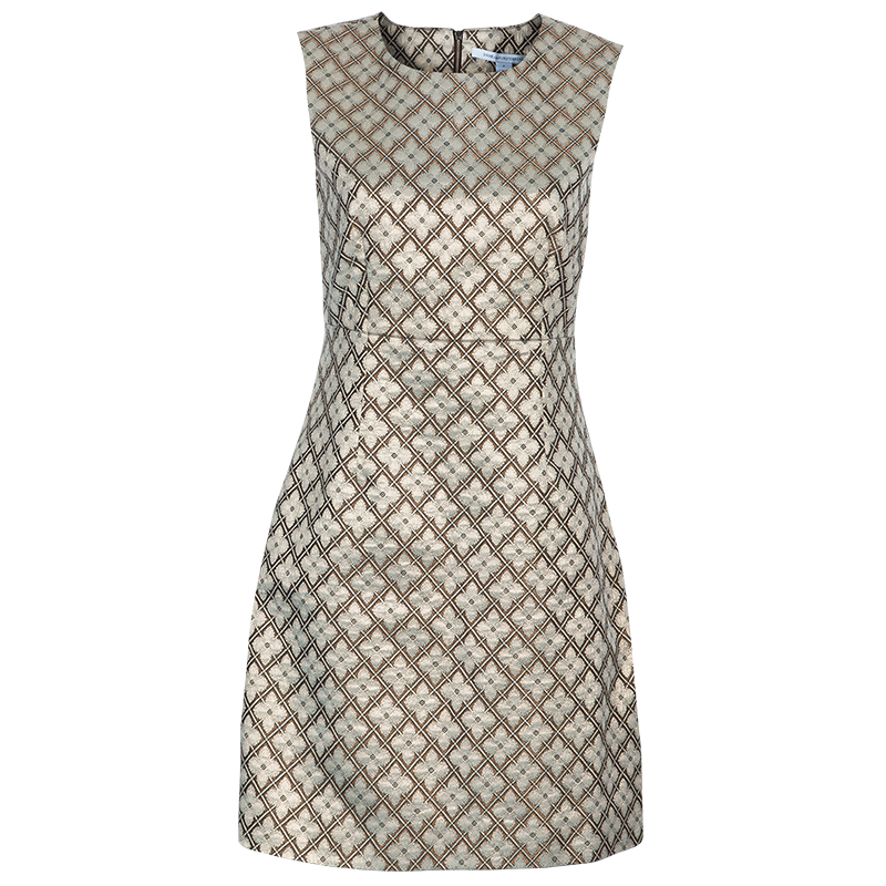 Pre Owned Diane Von Furstenberg Gold Carrie Two Dress S