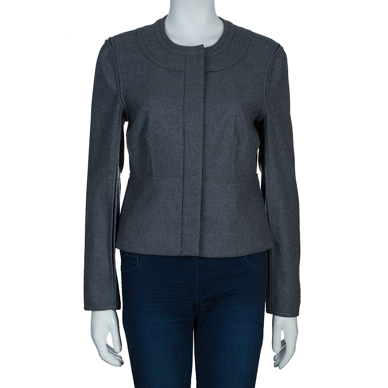 

Diane von Furstenberg Grey Maya Peplum Wool Blazer