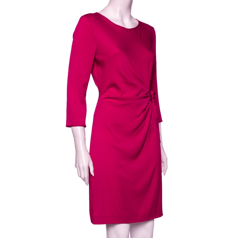 

Diane von Furstenberg Fuchsia Silk Blend Long Sleeve Zoe Dress, Pink