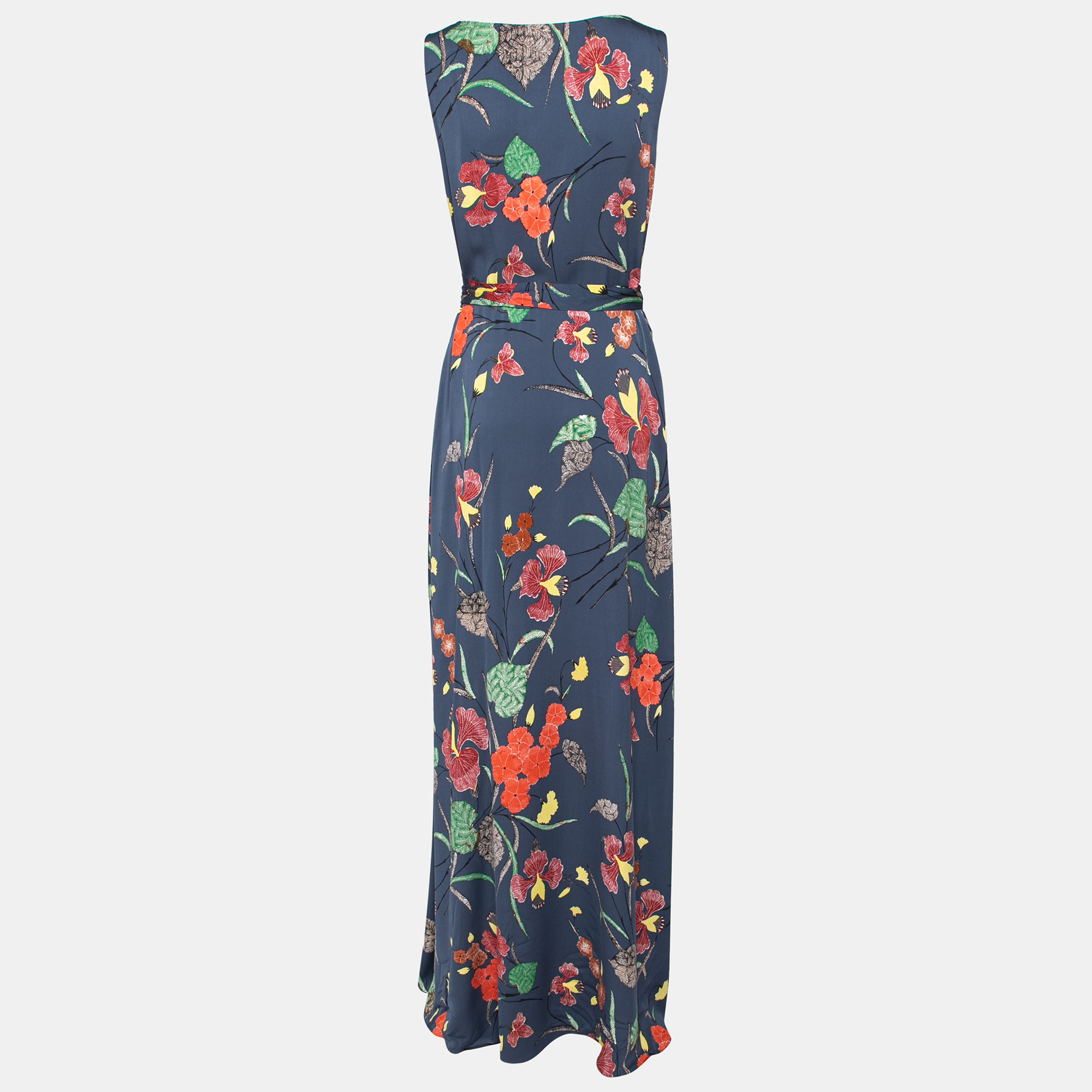 

Diane Von Furstenberg Blue Floral Printed Silk Wrap Dress