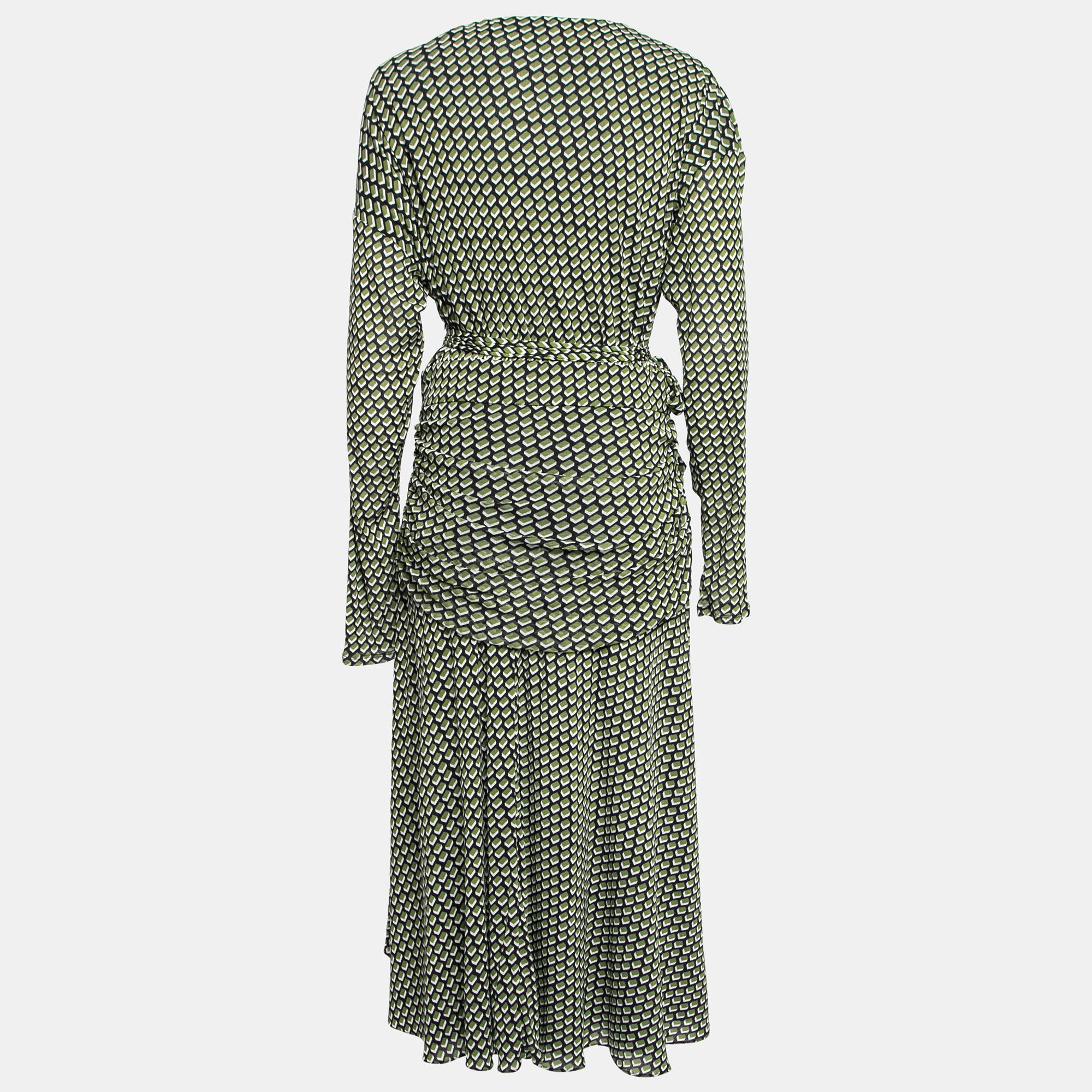 

Diane Von Furstenberg Green Printed Jersey Rilynn Wrap Dress