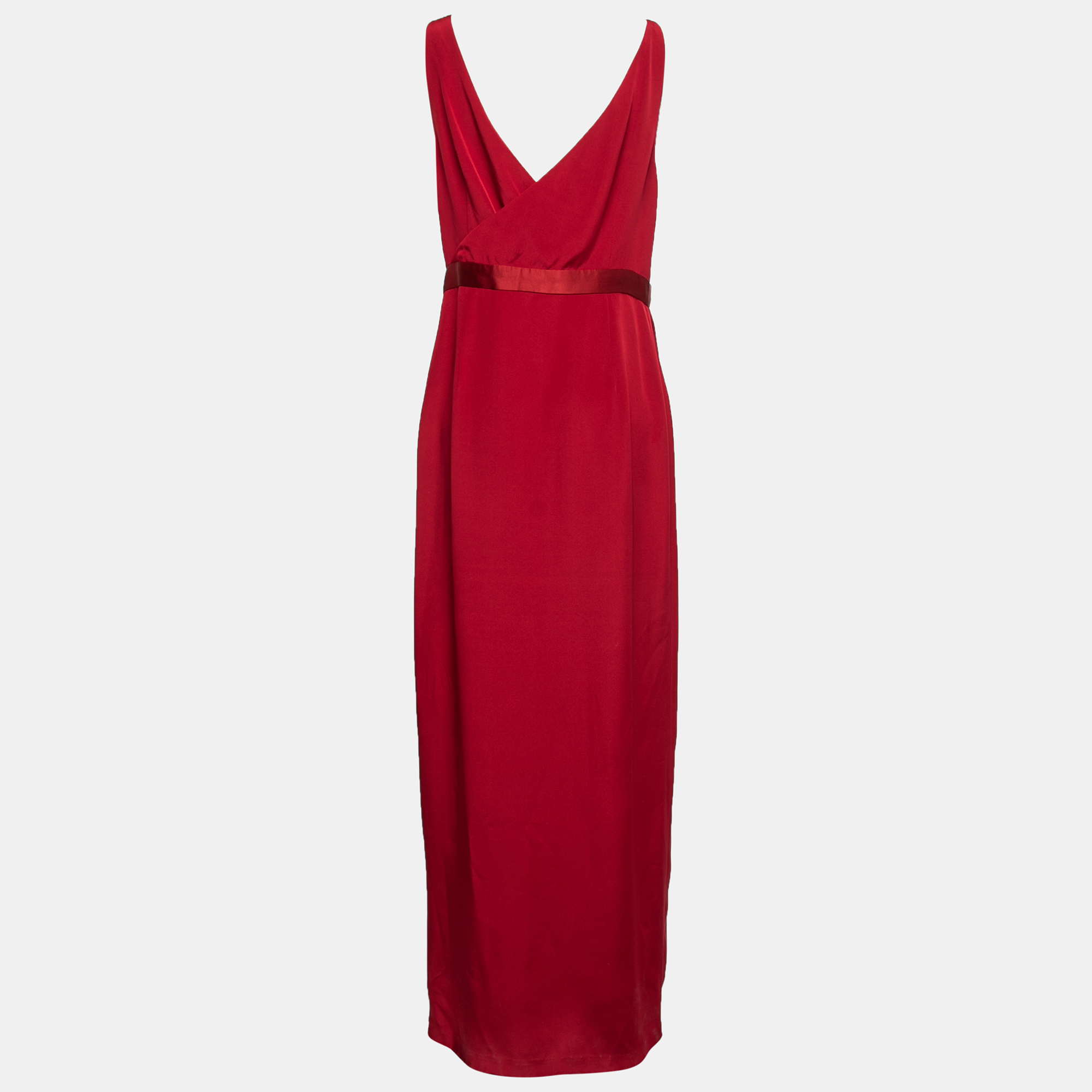 

Diane Von Furstenberg Red Silk Wrap Effect Long Dress