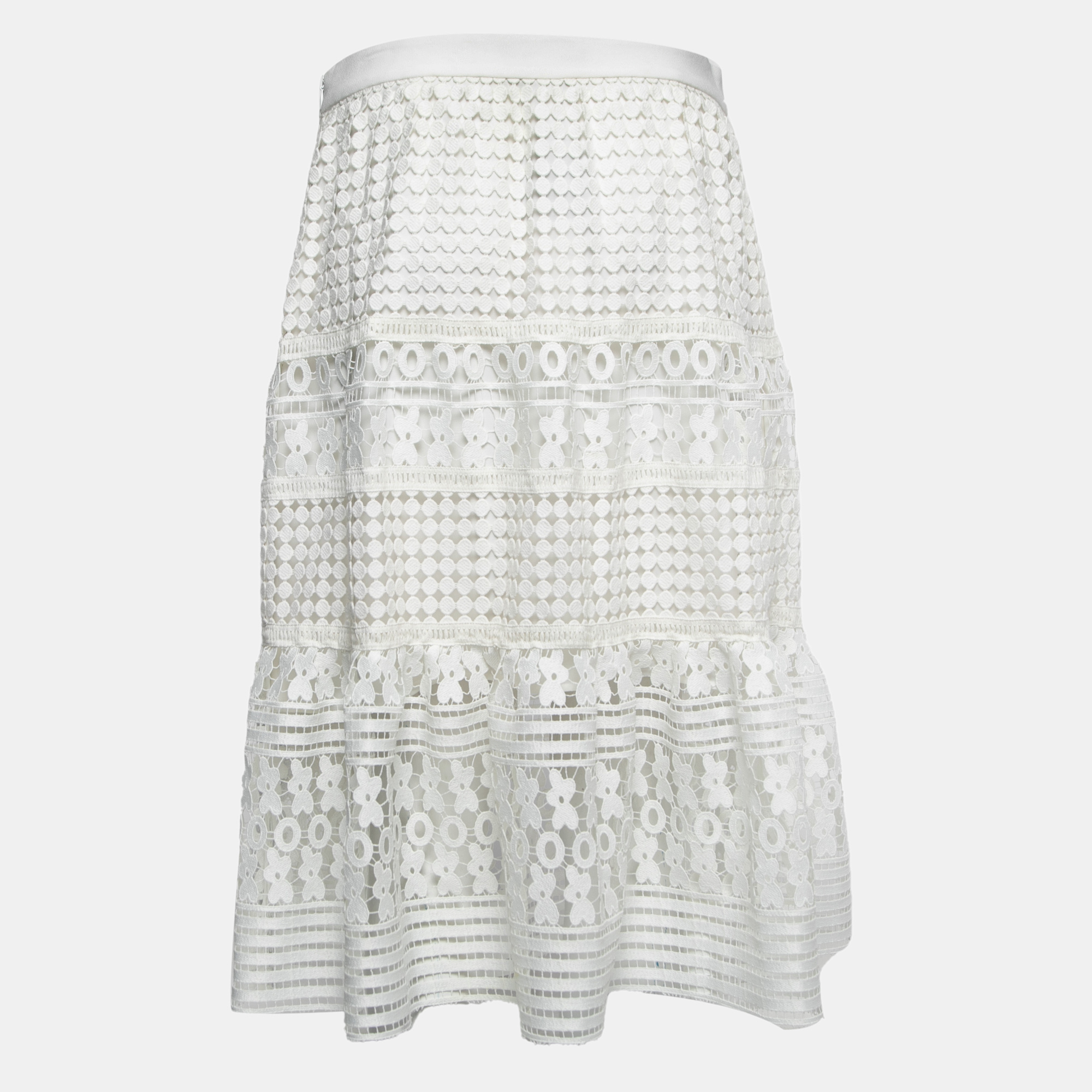 

Diane Von Furstenberg White Guipure Lace Midi Skirt