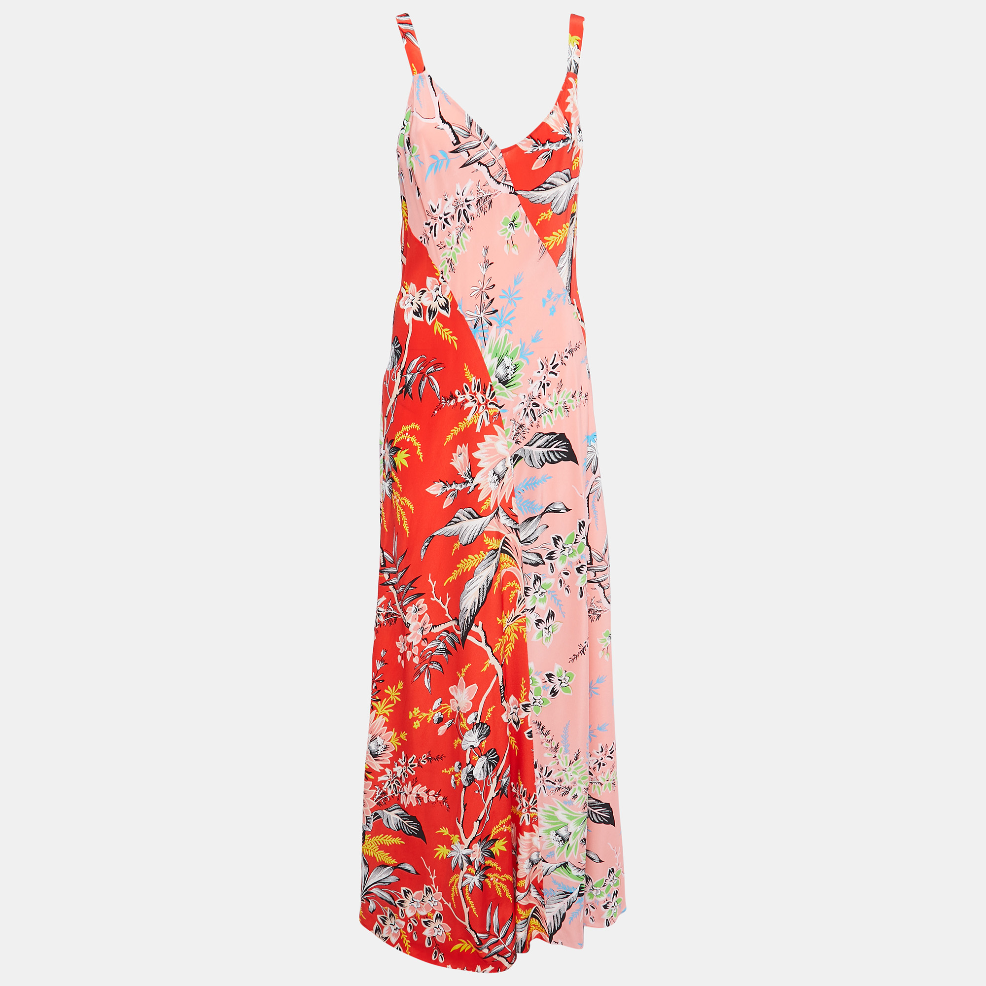 

Diane Von Furstenberg Multicolor Floral Printed Silk Sleeveless Maxi Dress