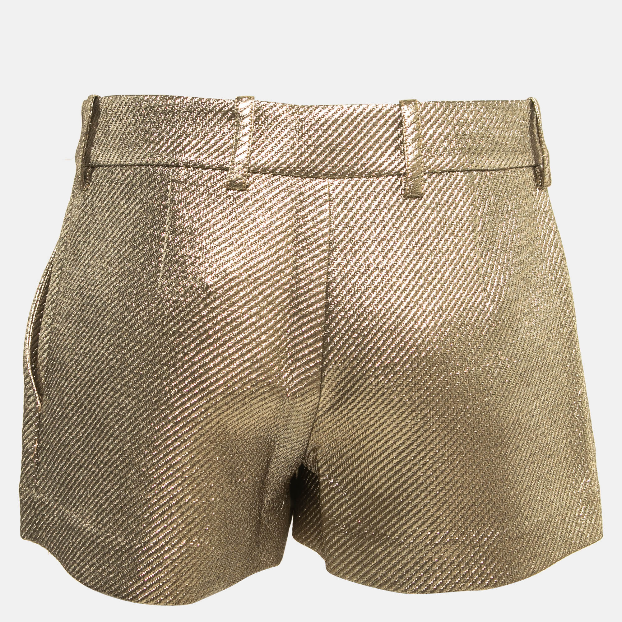 

Diane Von Furstenberg Gold Lame Mini Shorts