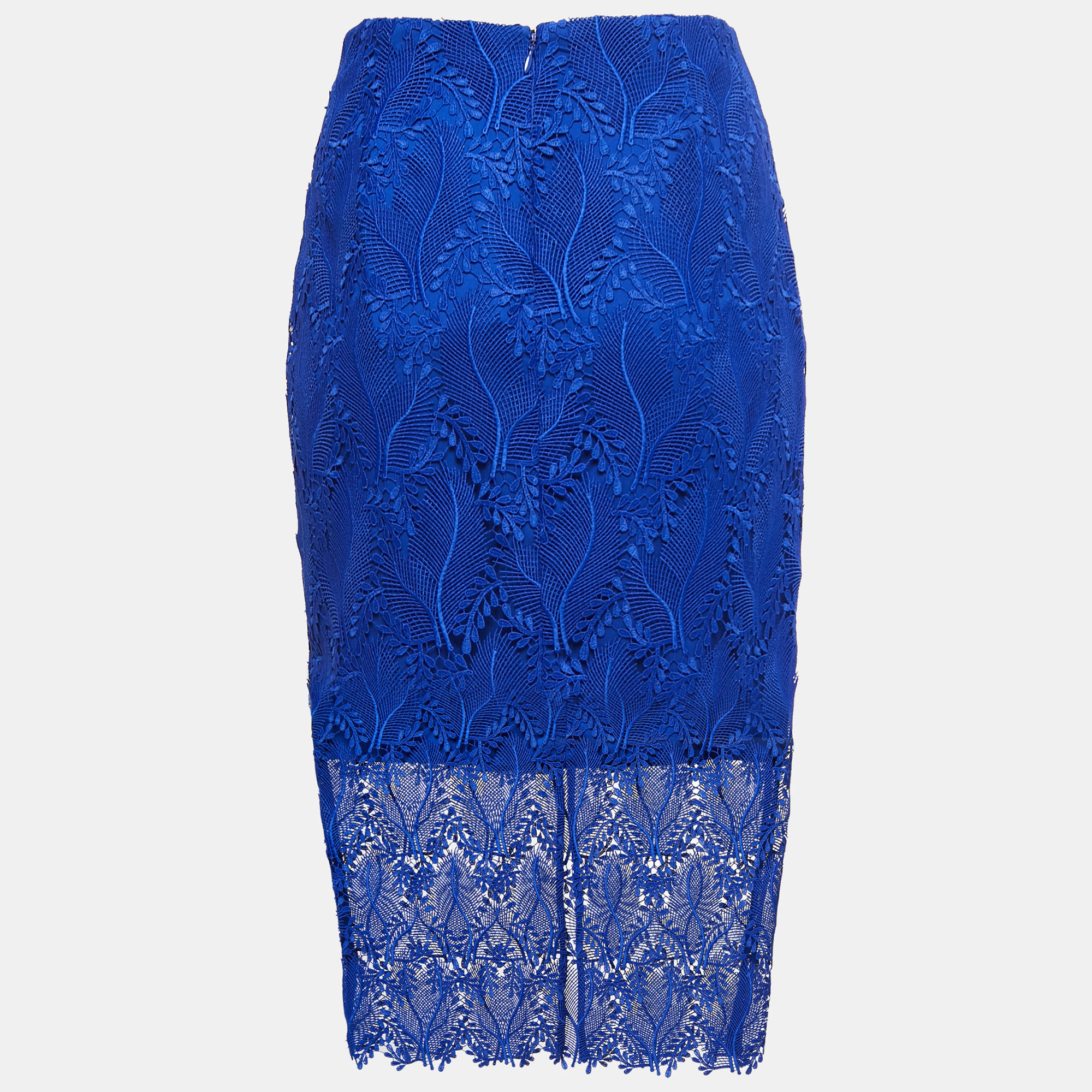 

Diane Von Furstenberg Blue Patterned Lace Pencil Skirt