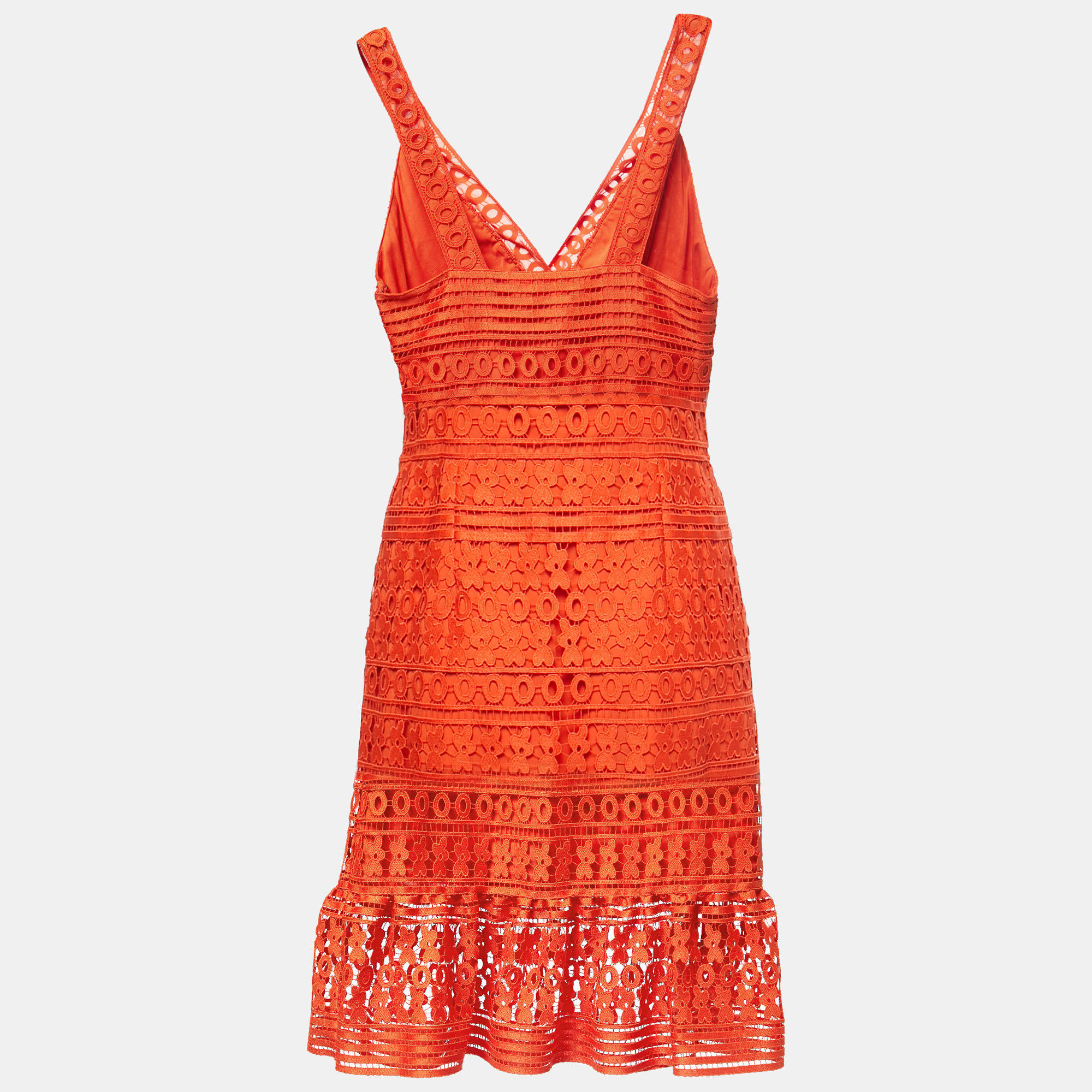 

Diane Von Furstenberg Orange Guipure Lace Tiana Sleeveless Dress