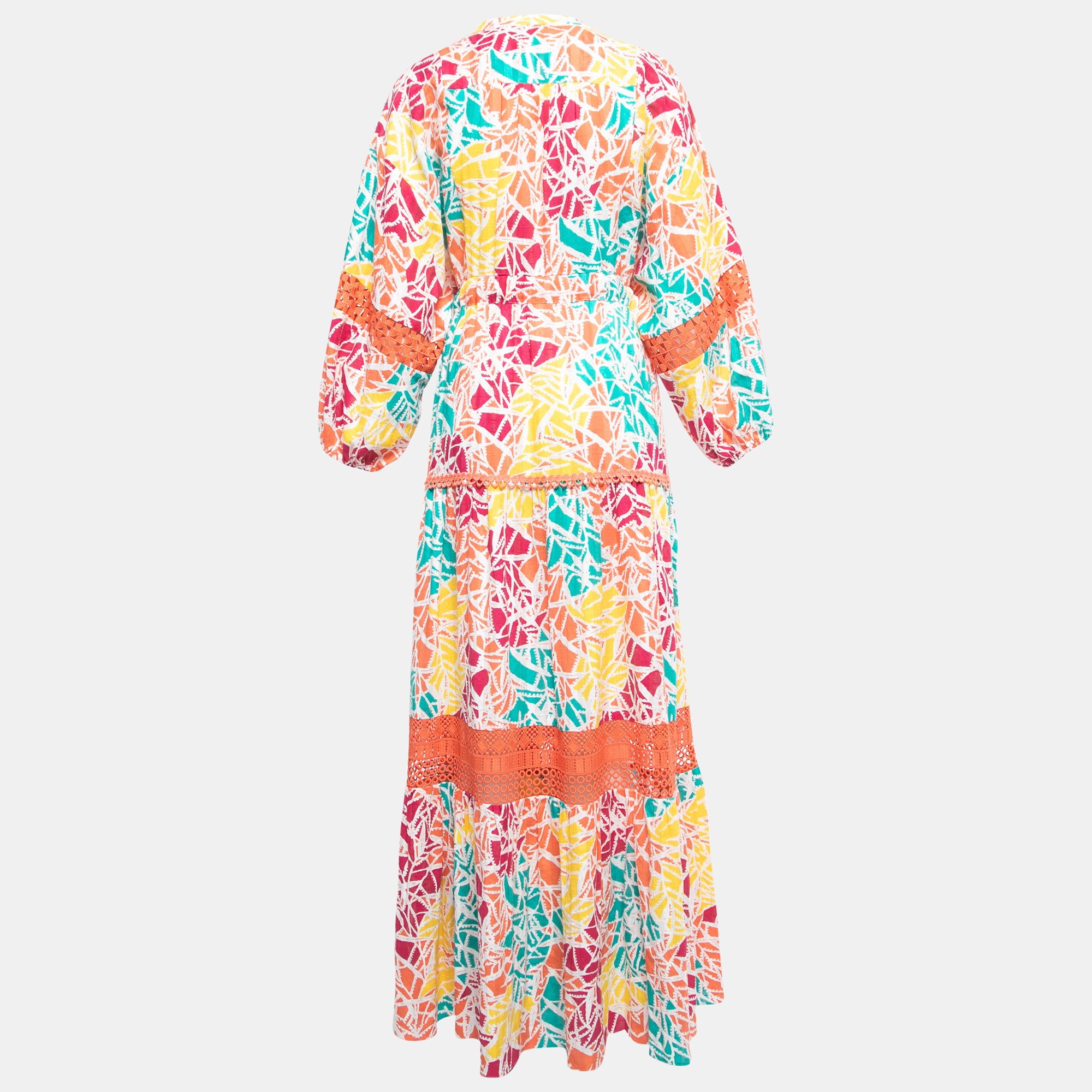 

Diane Von Furstenberg Multicolor Printed Cotton Belted Maxi Dress