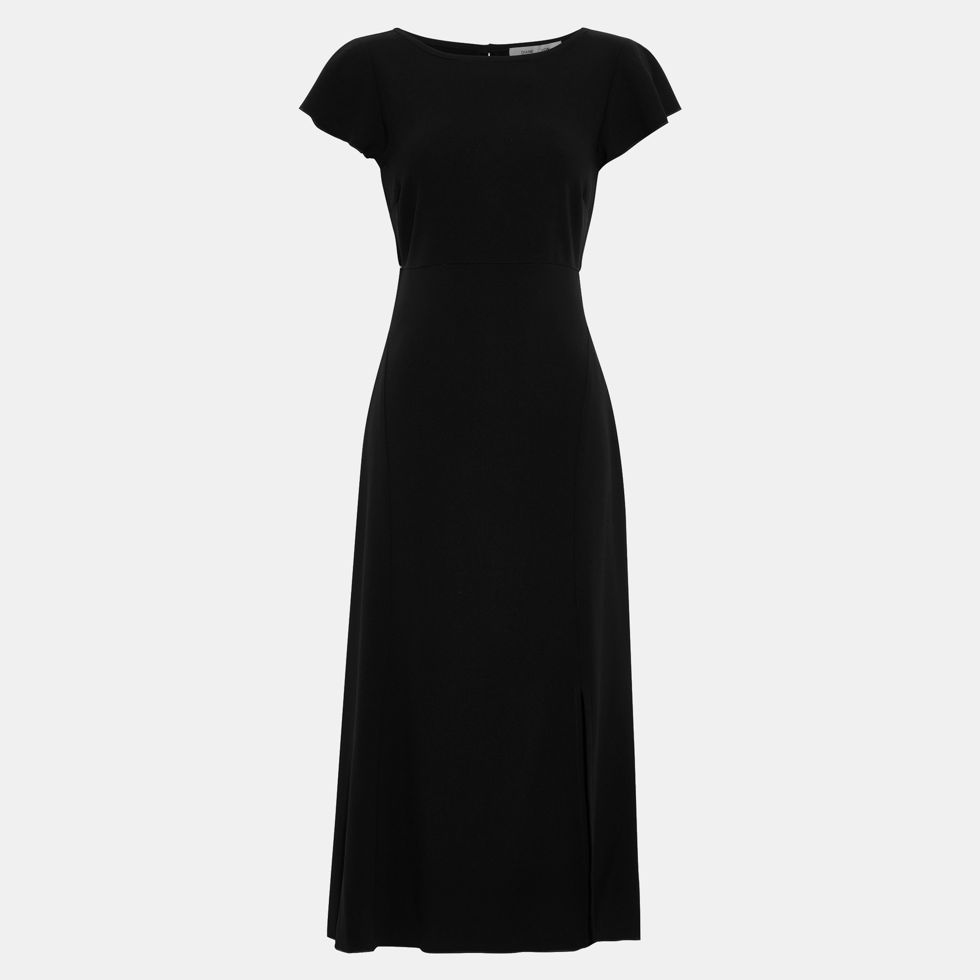Pre-owned Diane Von Furstenberg Black Crepe Midi Dress Us 2