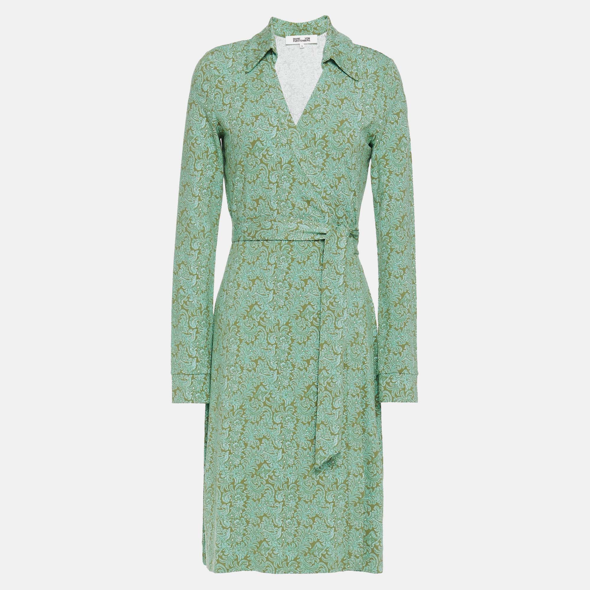 Pre-owned Diane Von Furstenberg Viscose Knee Length Dress S In Green