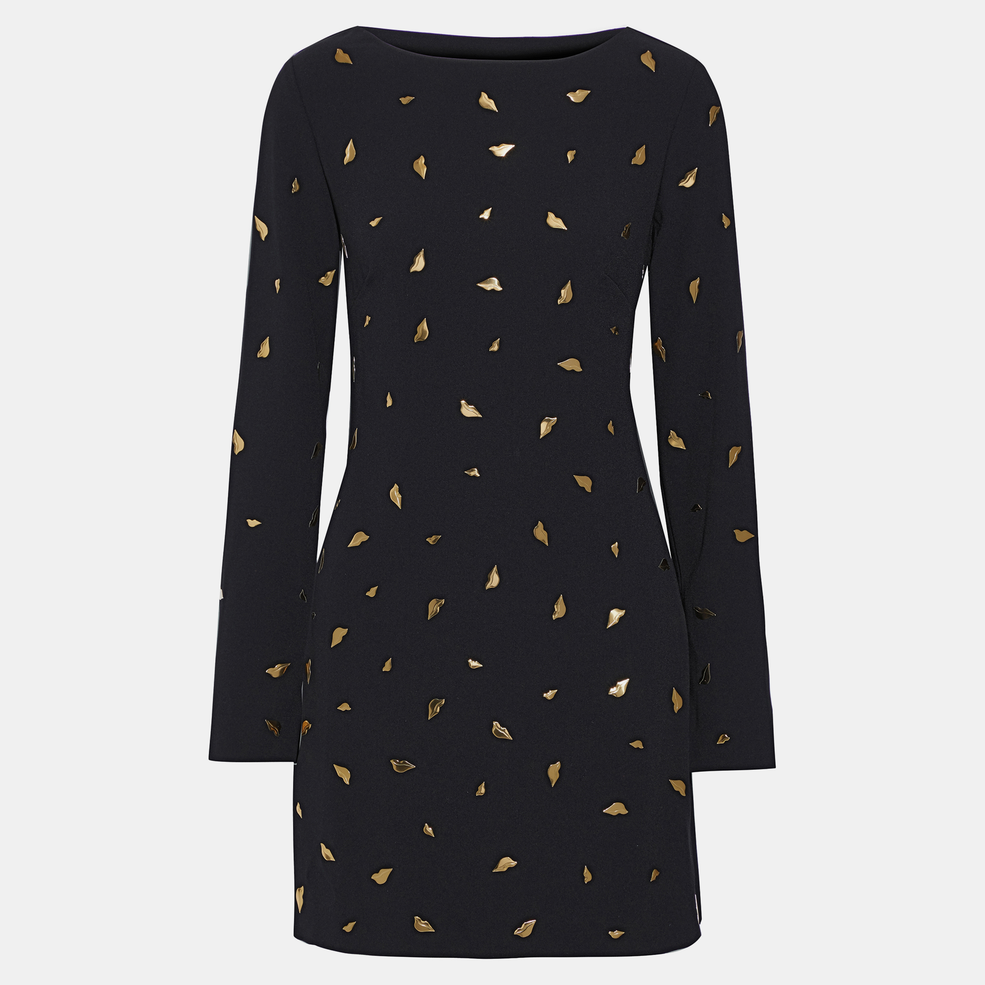 

Diane Von Furstenberg Black/Gold Lips Mini Dress  (US 6