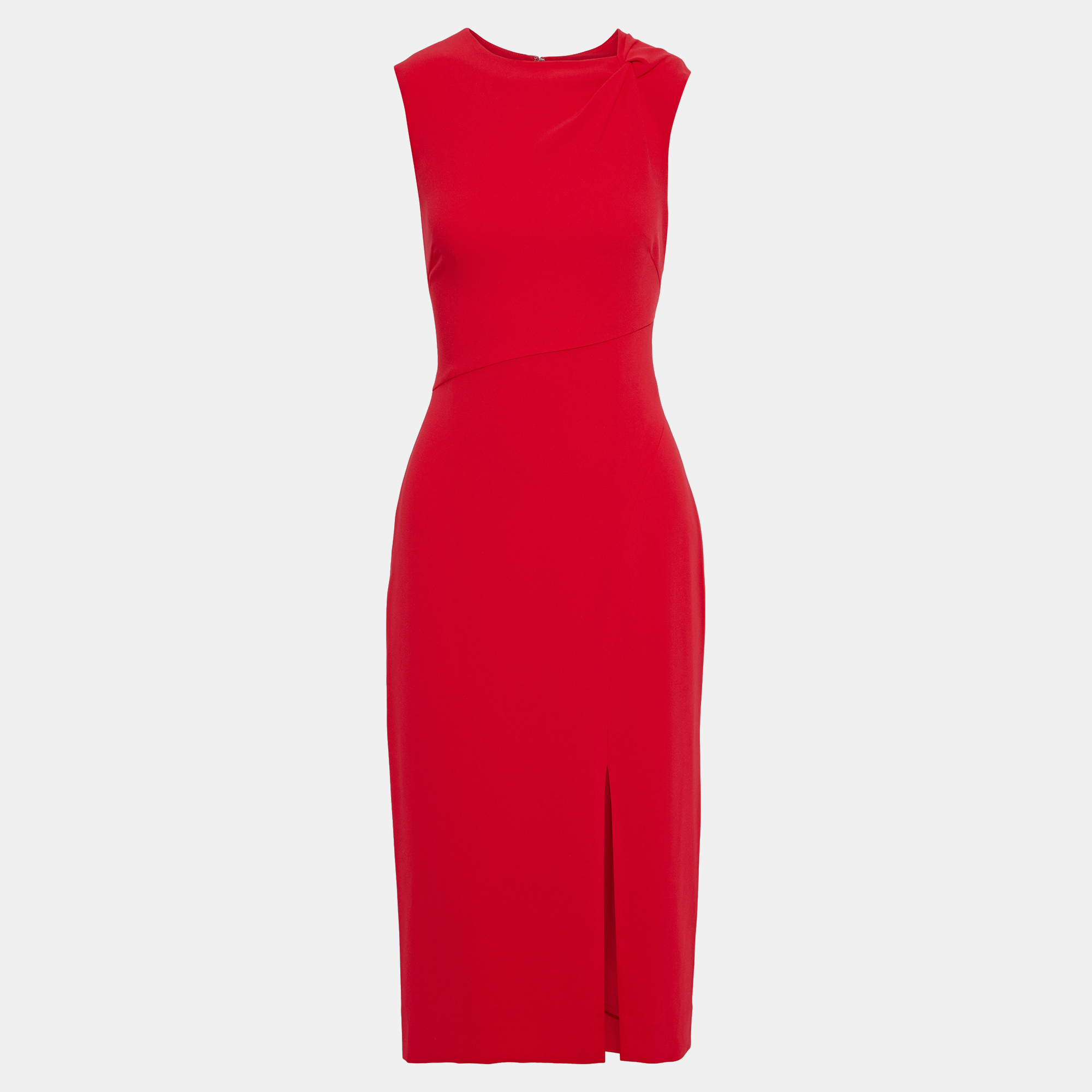 Pre-owned Diane Von Furstenberg Triacetate Midi Dress 12 In Red
