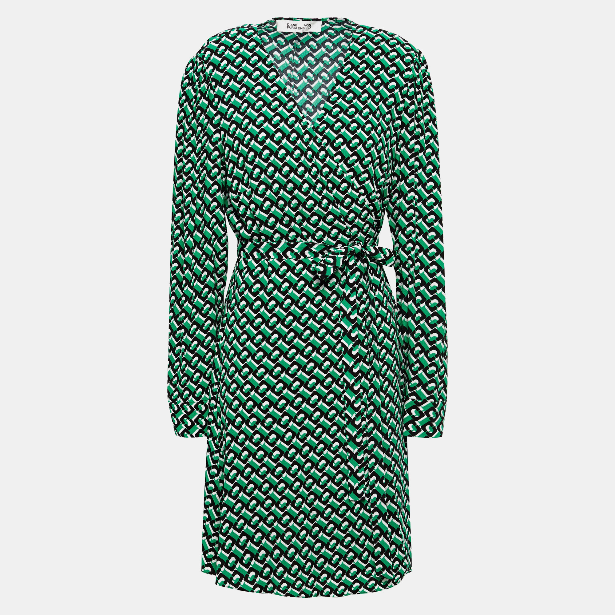 Pre-owned Diane Von Furstenberg Viscose Mini Dress M In Green
