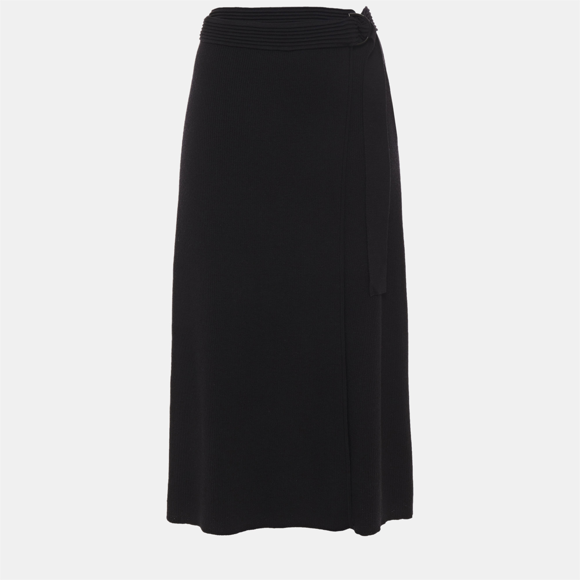 Pre-owned Diane Von Furstenberg Wool Midi Skirt M In Black