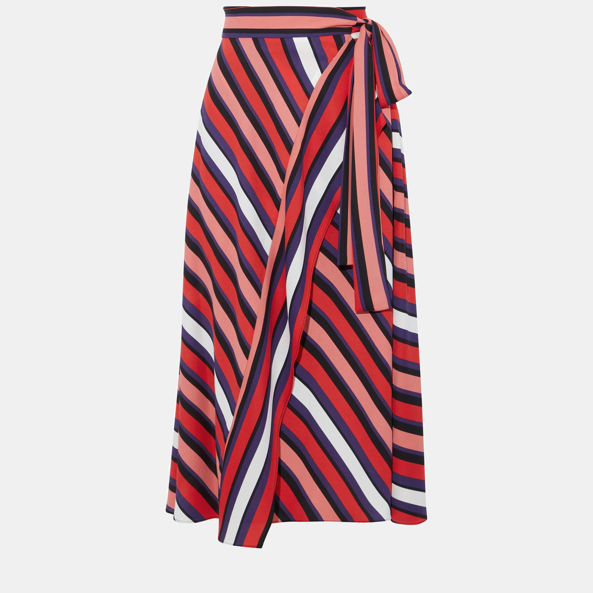 Pre-owned Diane Von Furstenberg Polyester Midi Skirt Xs In Red