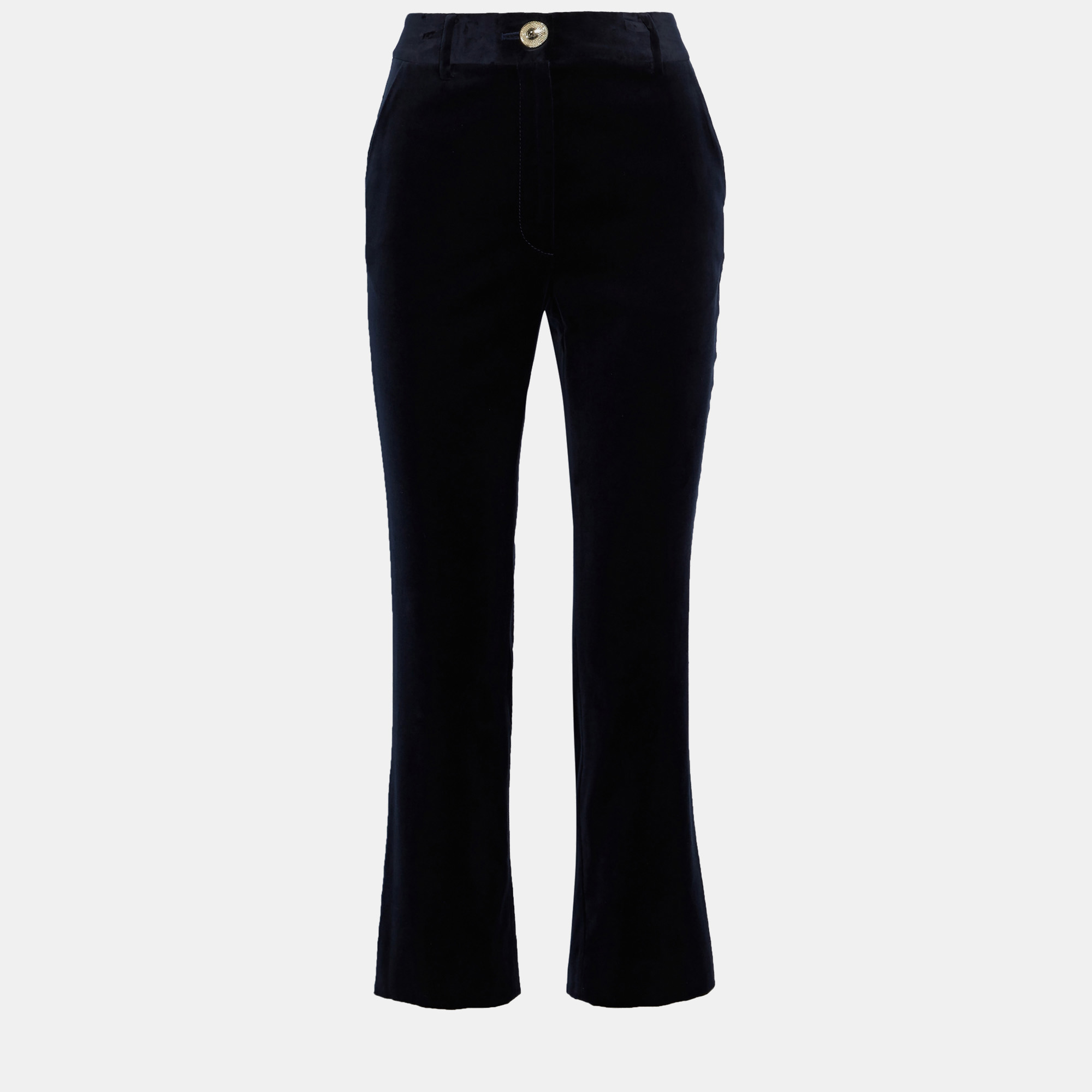 Pre-owned Diane Von Furstenberg Navy Blue Velvet Pants M (us 6)