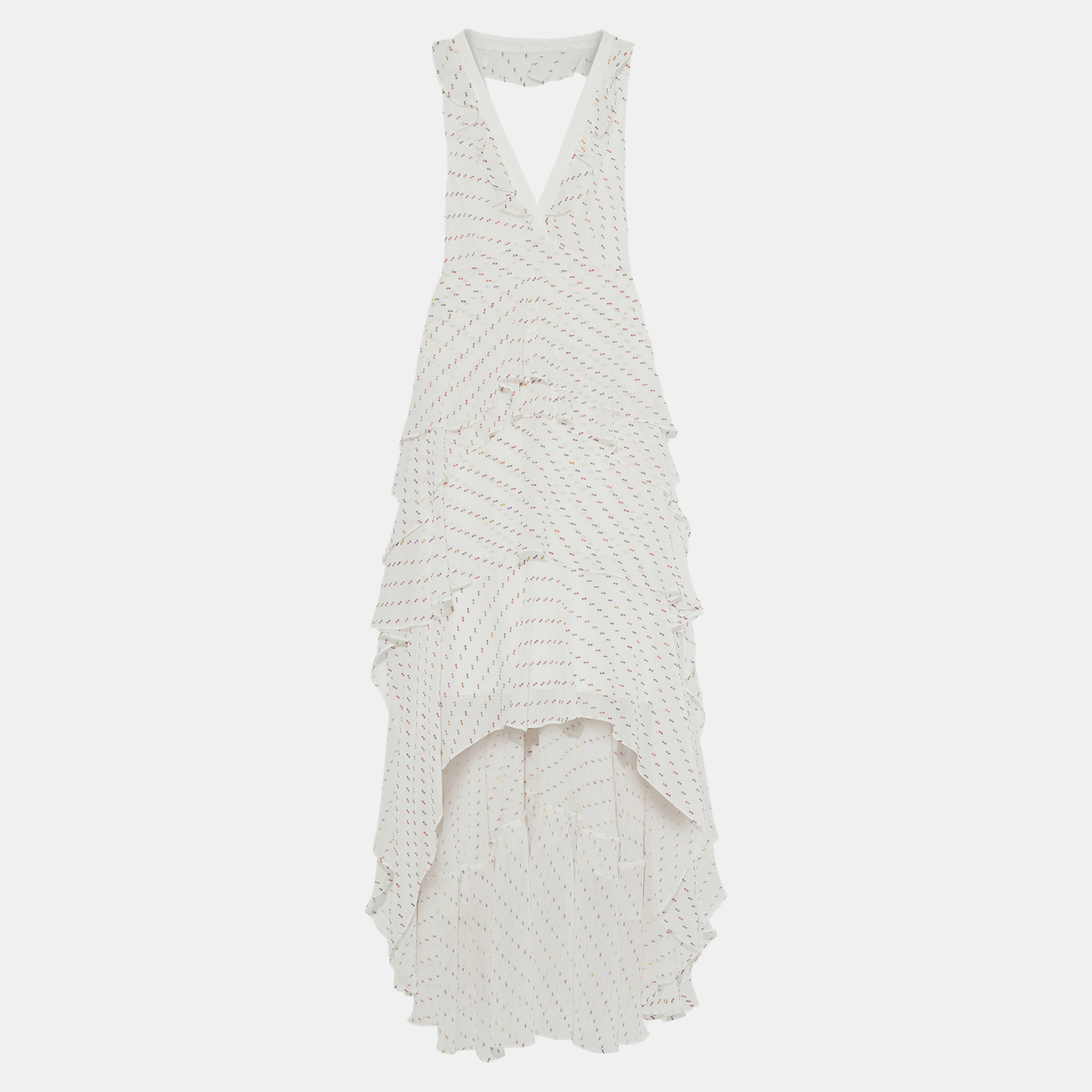 Pre-owned Diane Von Furstenberg Viscose Maxi Dress 10 In White