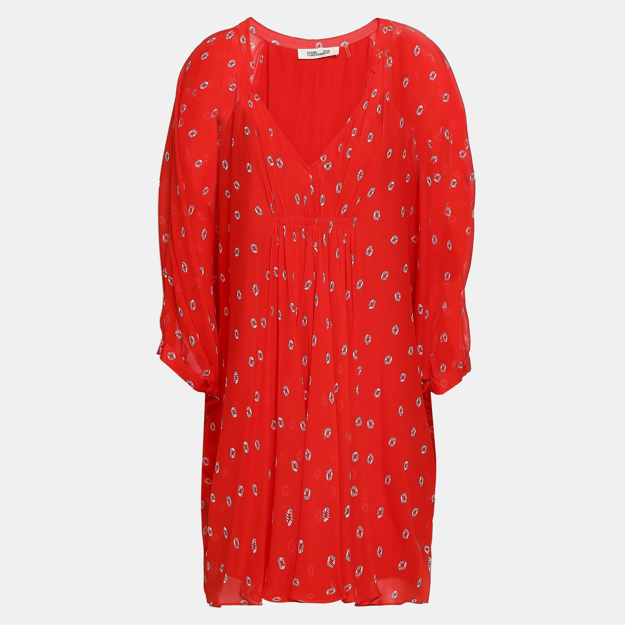 Pre-owned Diane Von Furstenberg Silk Mini Dress Xs In Red
