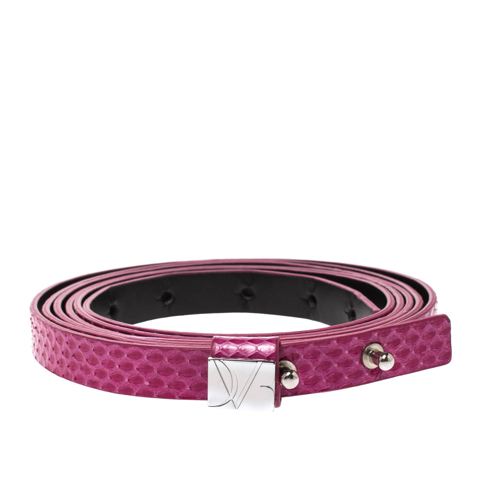 

Diane Von Furstenberg Fuchsia Python Haley Double Wrap Belt Medium, Pink