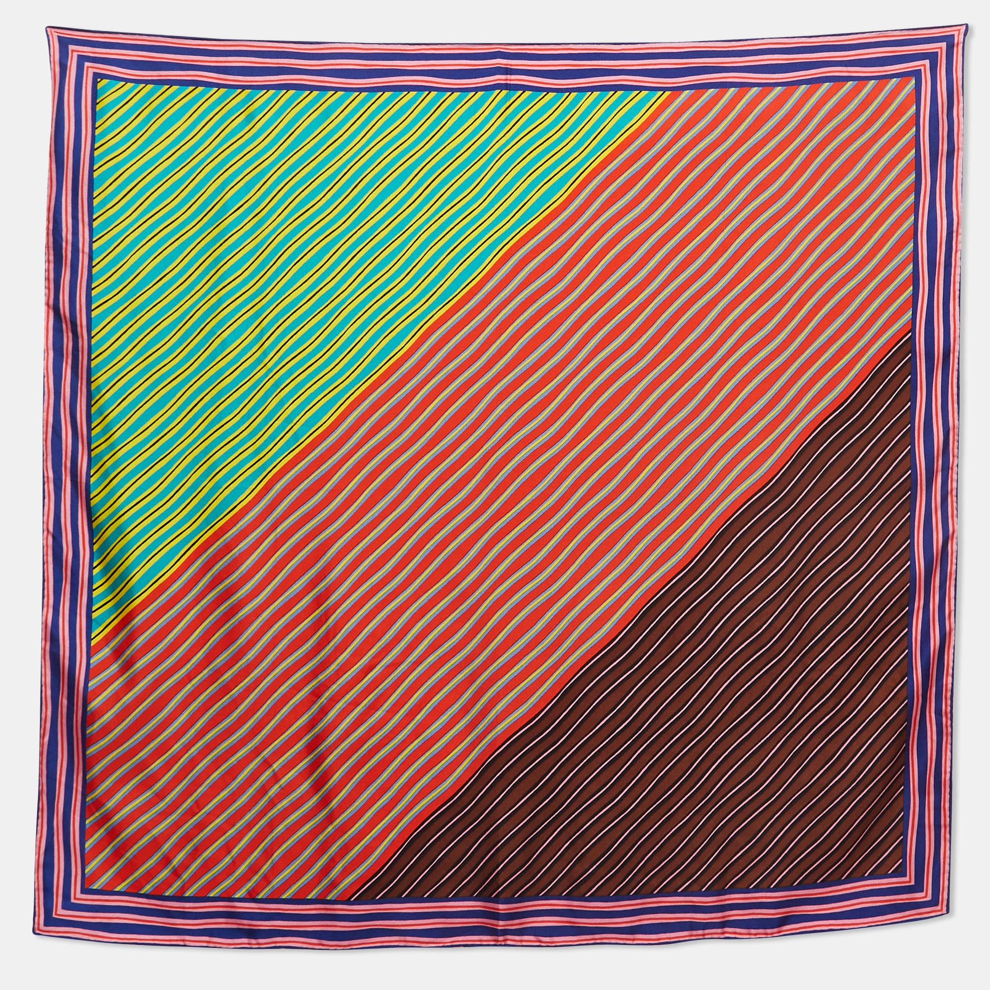 

Diane Von Furstenberg Multicolor Striped Silk Square Scarf