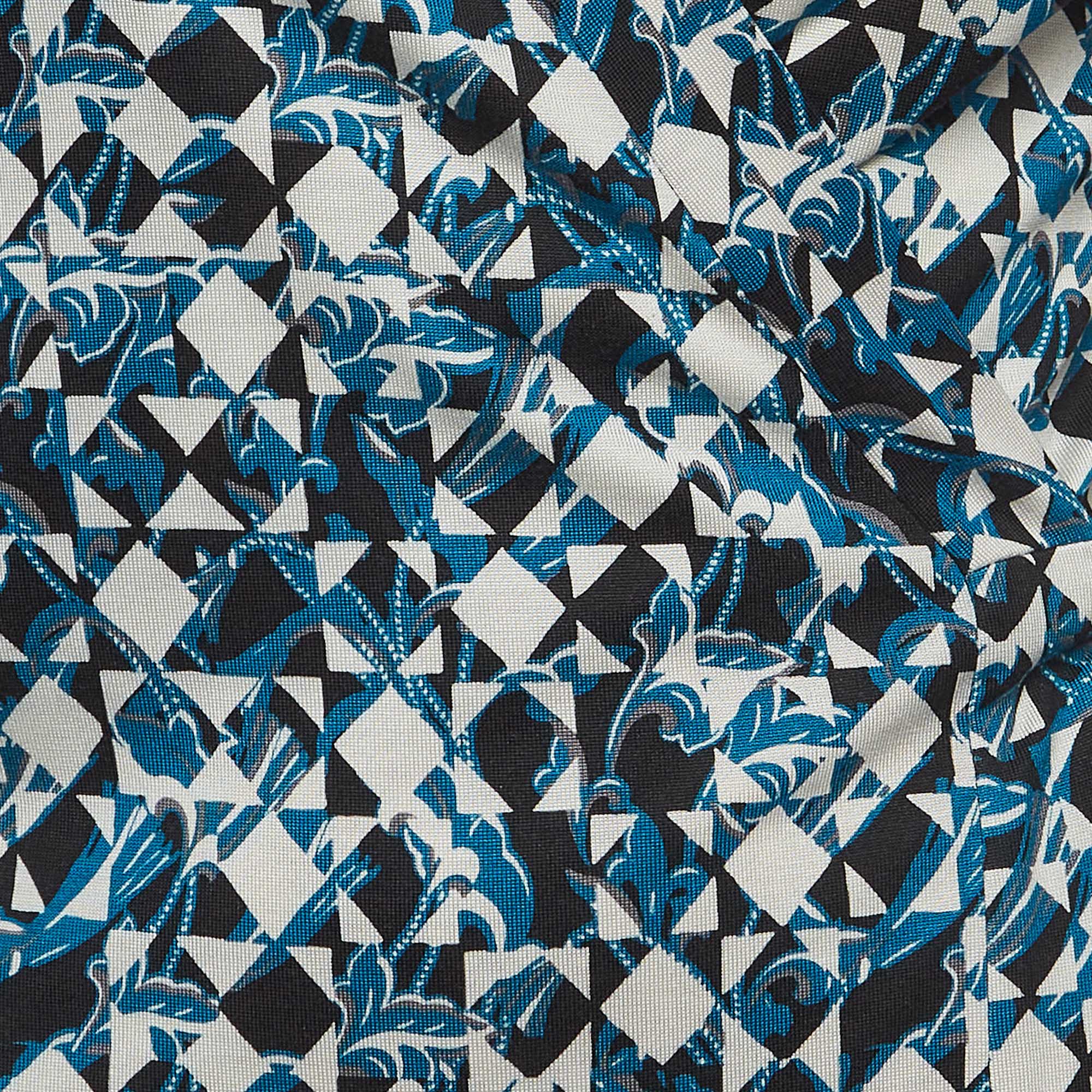 Diane Von Furstenberg Blue Printed Silk Jersey Wrap Dress M 