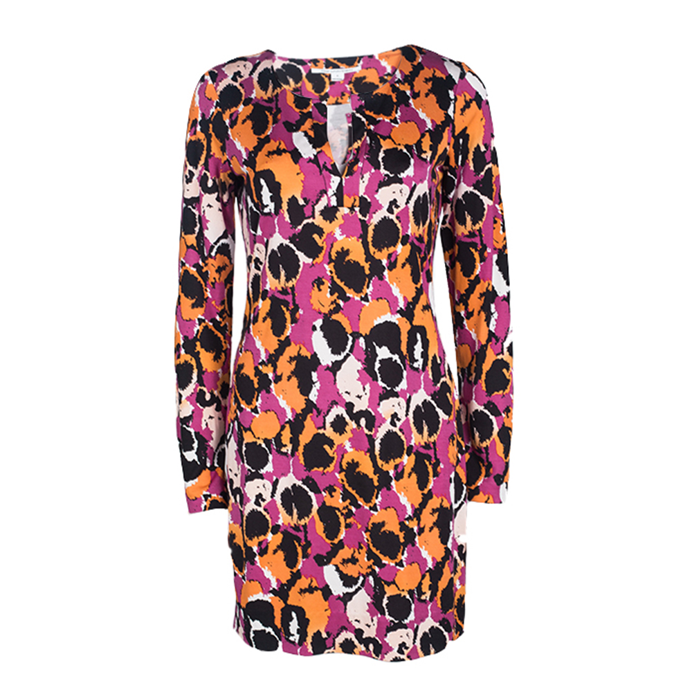 Pre Owned Diane Von Furstenberg Multicolor Printed Silk Jersey Reina Dress M