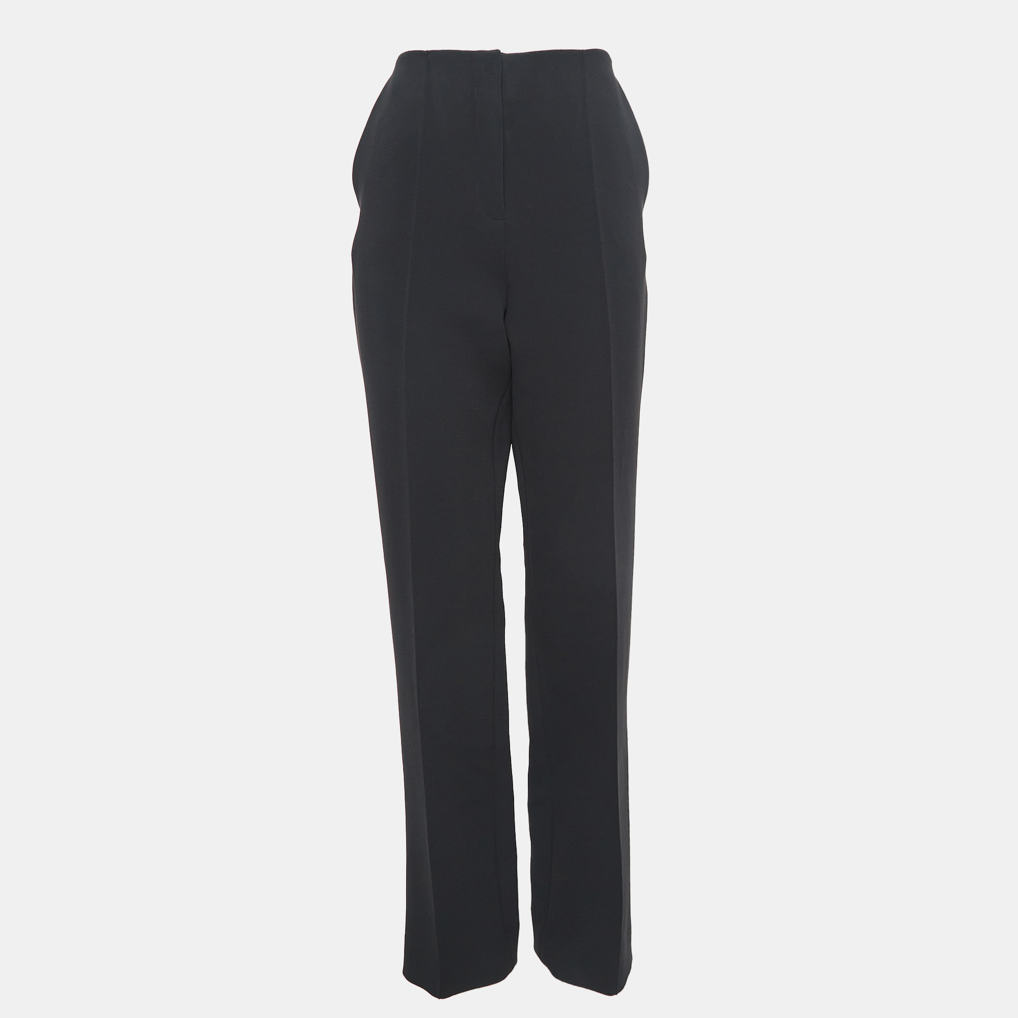 Pre-owned Diane Von Furstenberg Black Stretch Crepe High-rise Trousers M