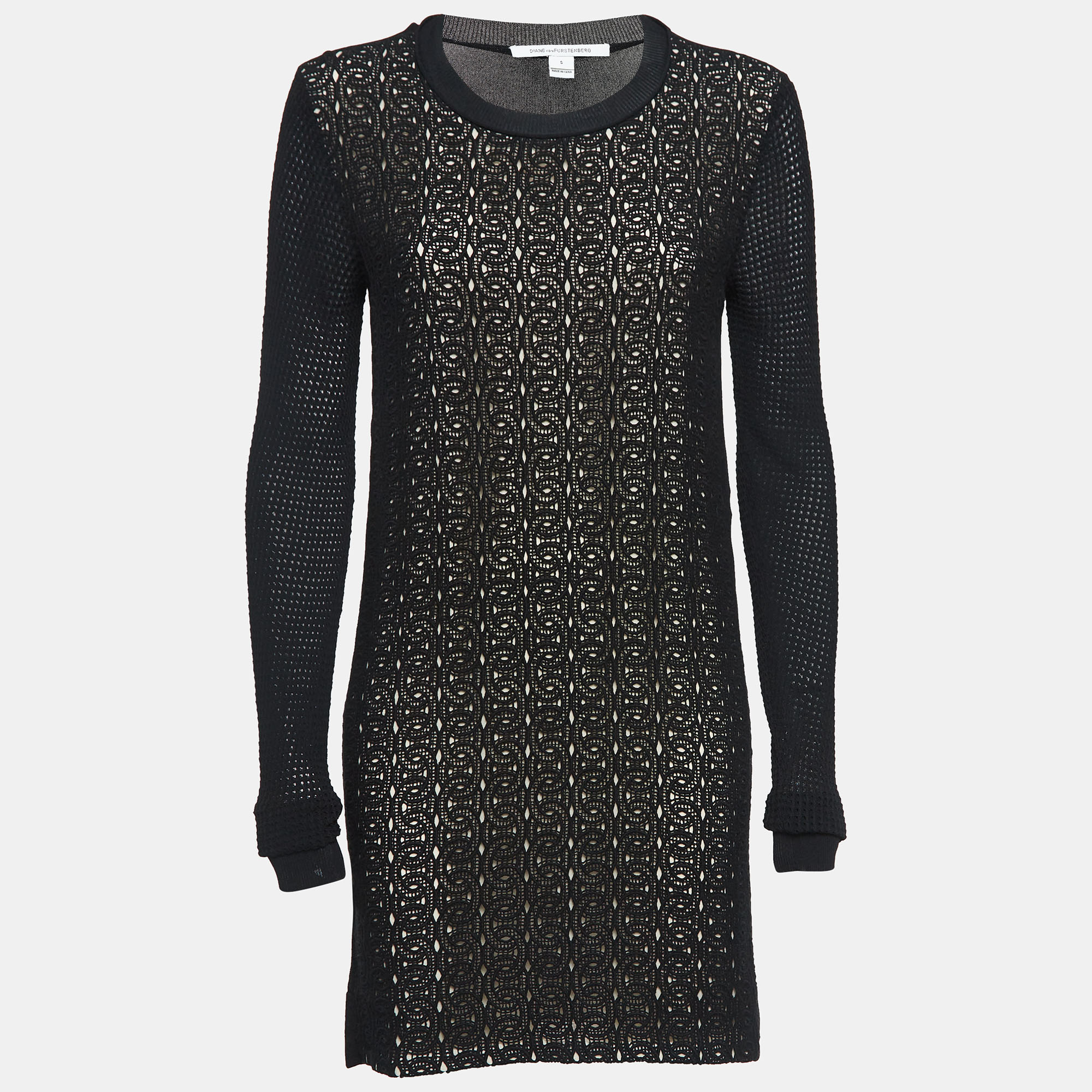 

Diane Von Furstenberg Black Lace & Jersey Mini Dress S