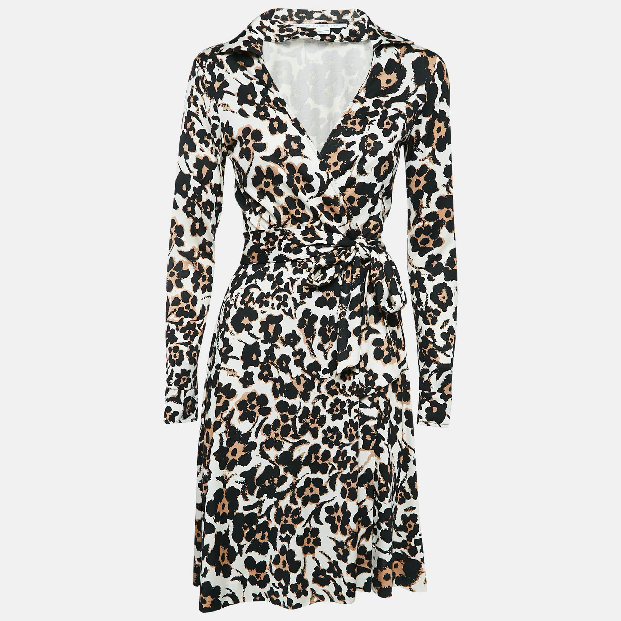 

Diane Von Furstenberg White Floral Print Wrap Dress M