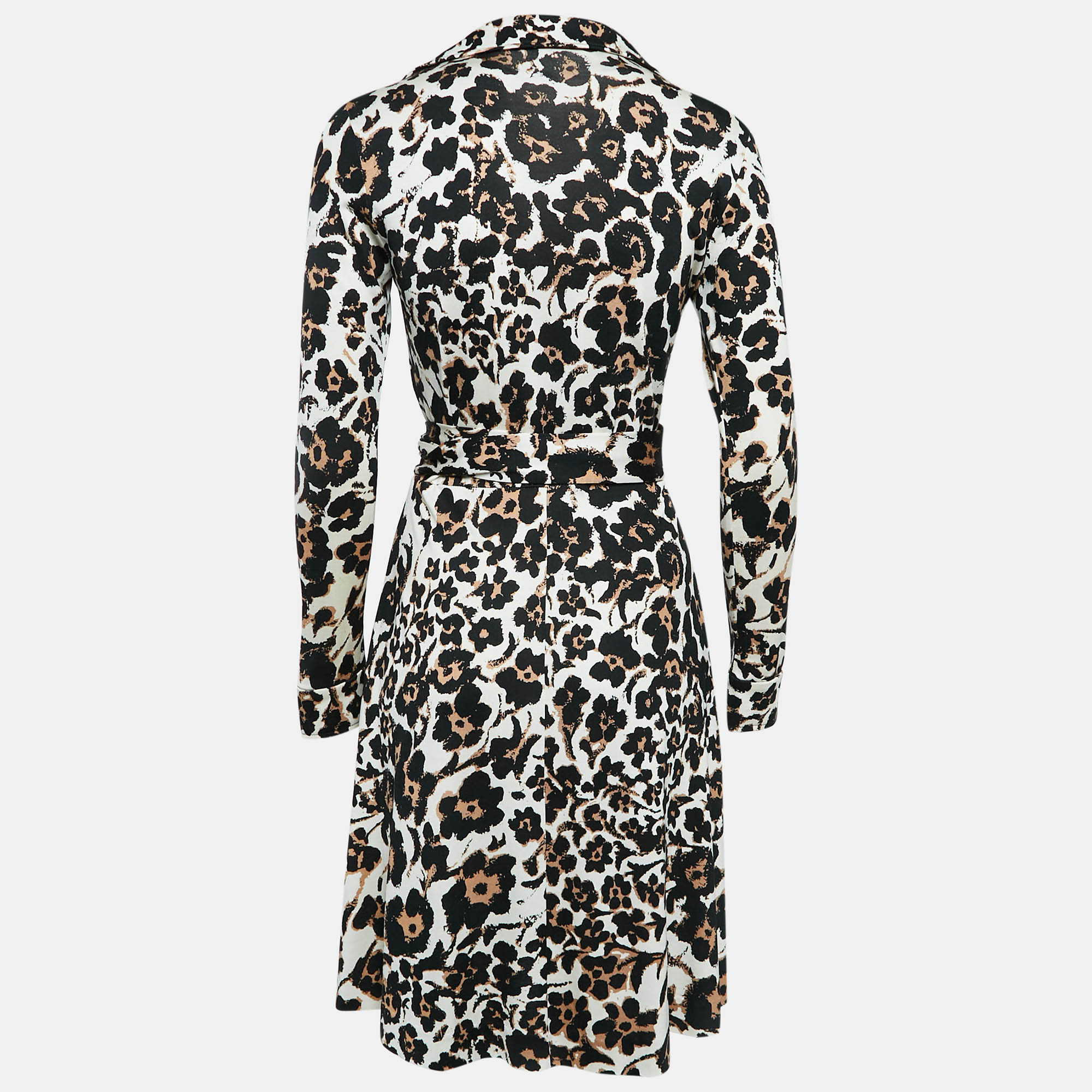 Diane Von Furstenberg White Floral Print Wrap Dress M 