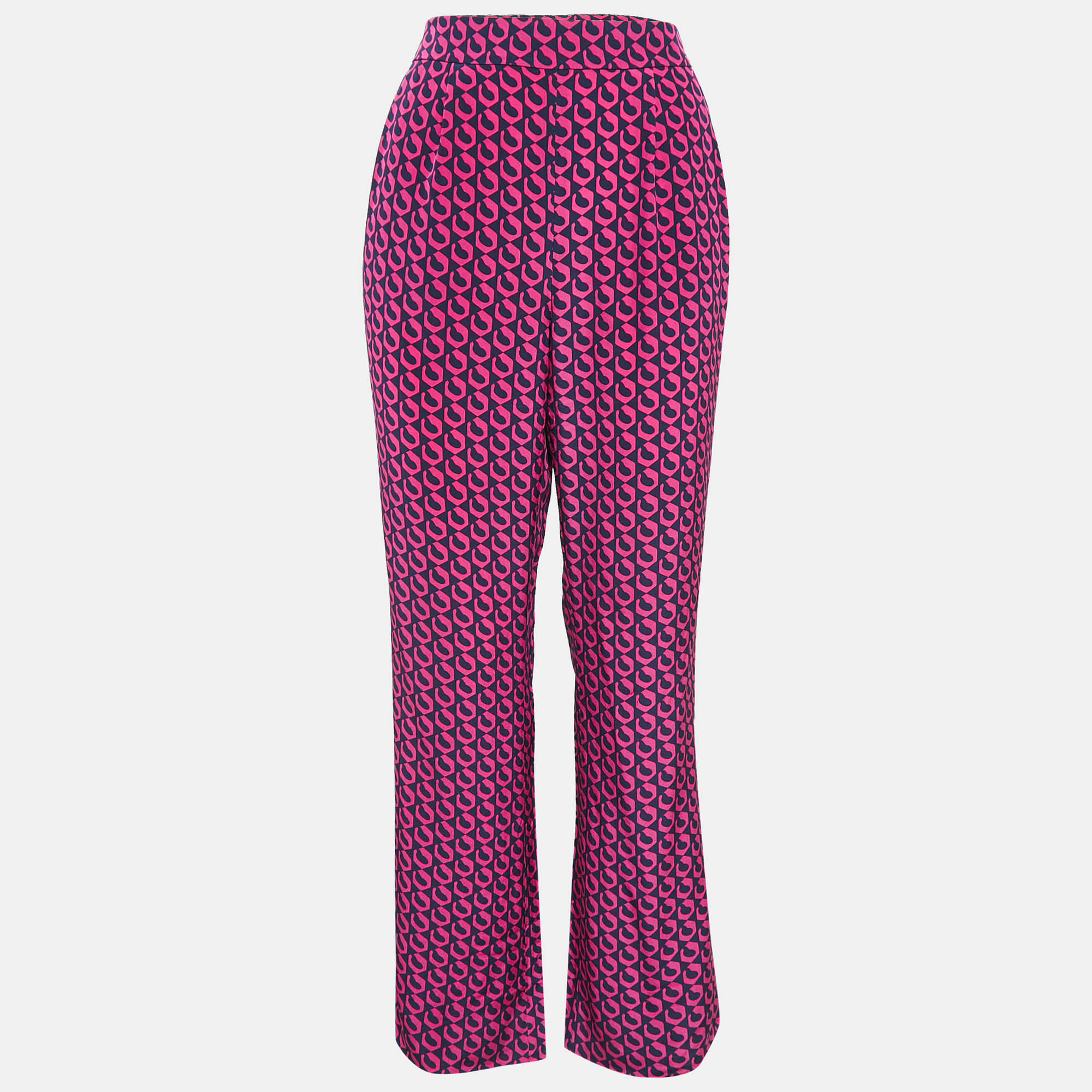 

Diane Von Furstenberg Pink/Blue Printed Silk Petunia Pants M