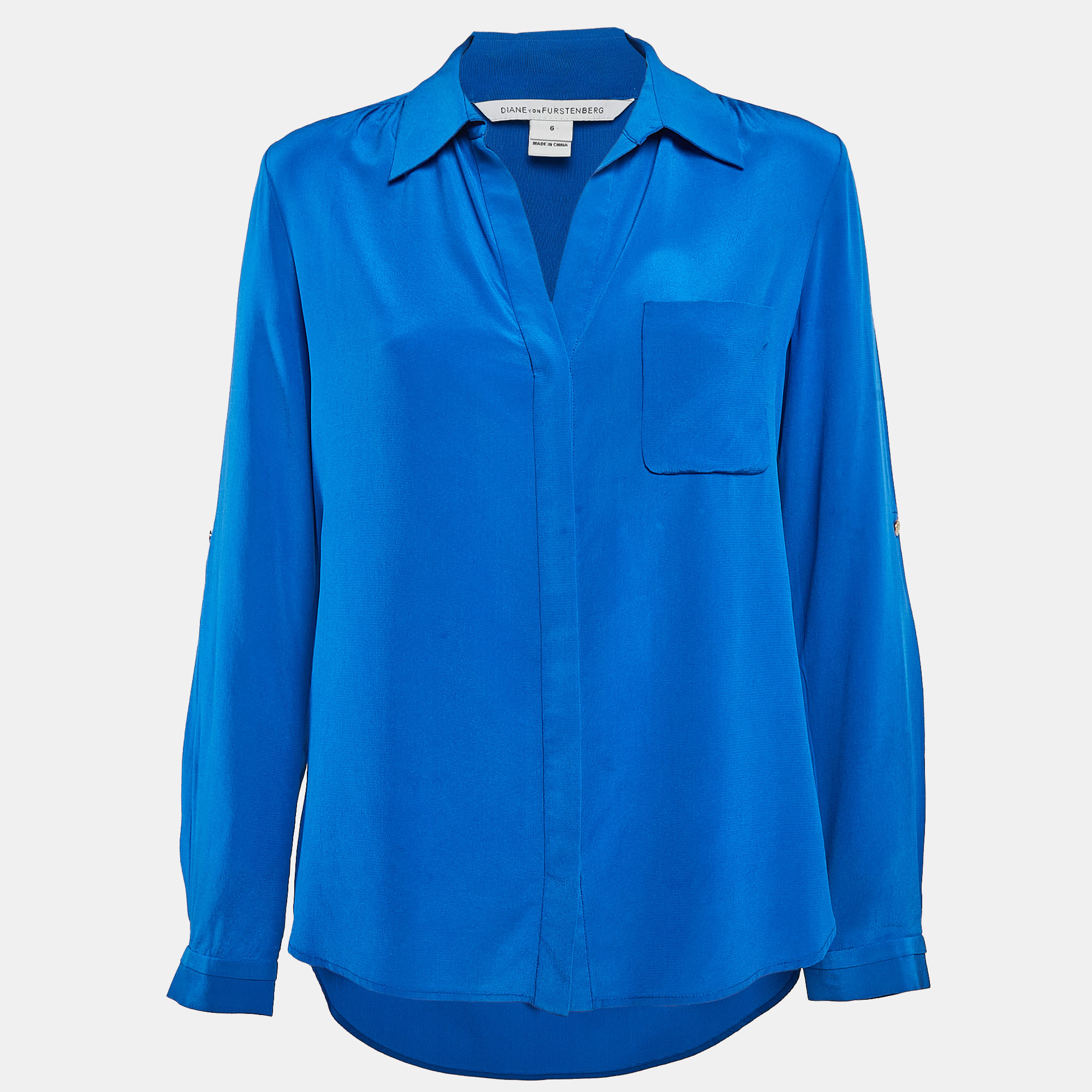 

Diane Von Furstenberg Blue Silk Lorelei Shirt M