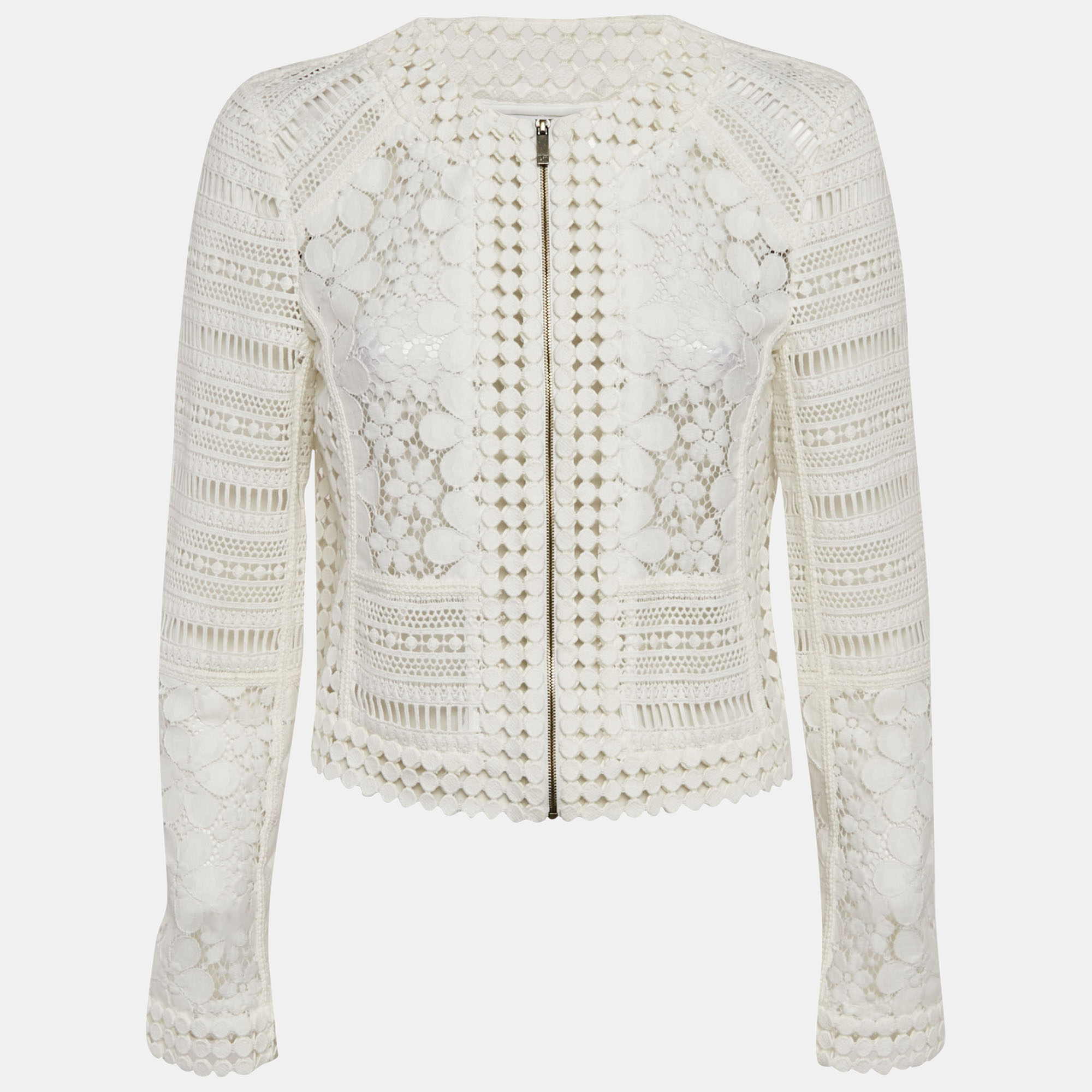 

Diane Von Furstenberg White Guipure Lace Arlette Jacket M