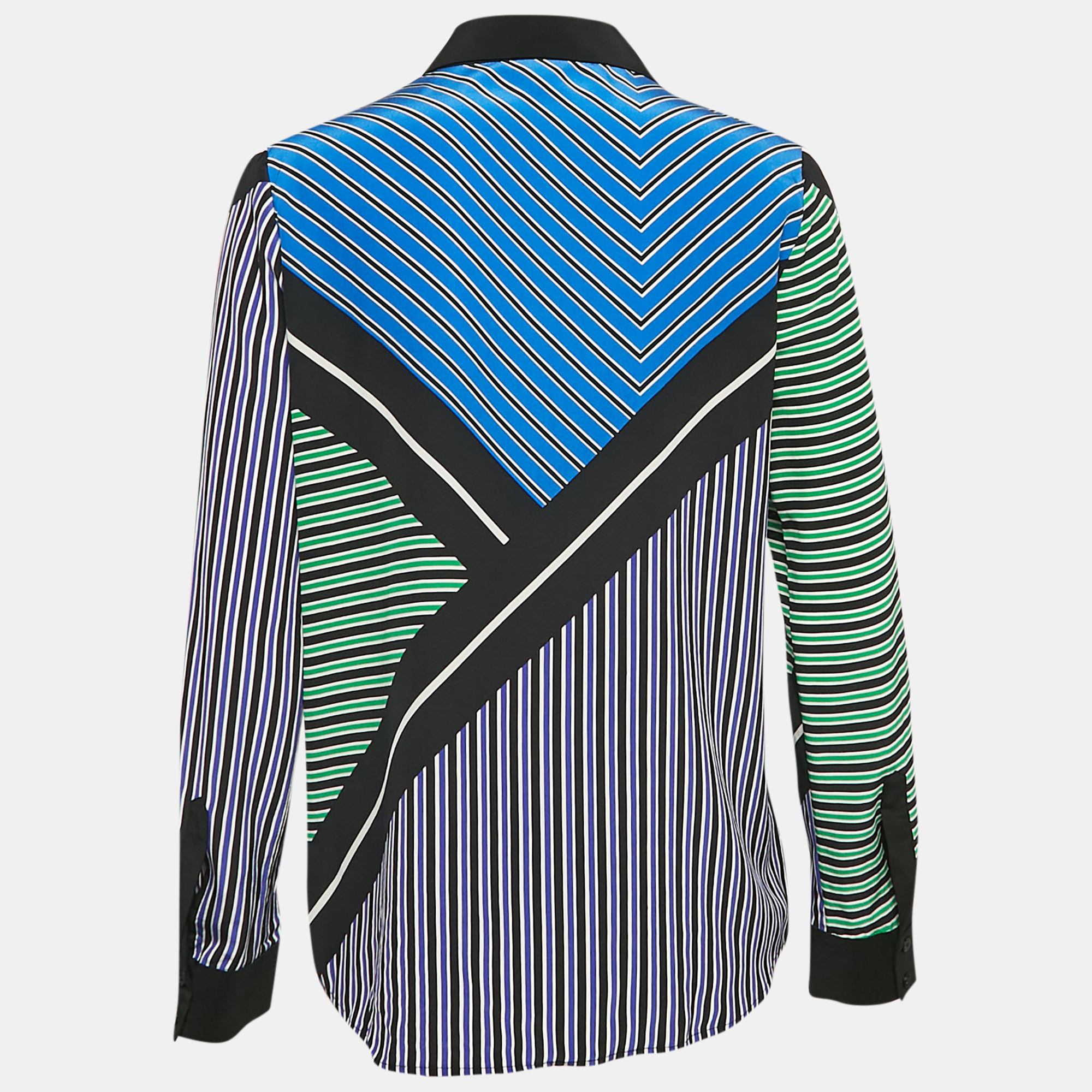 Diane Von Furstenberg Multicolor Striped Silk Valentina Shirt M 