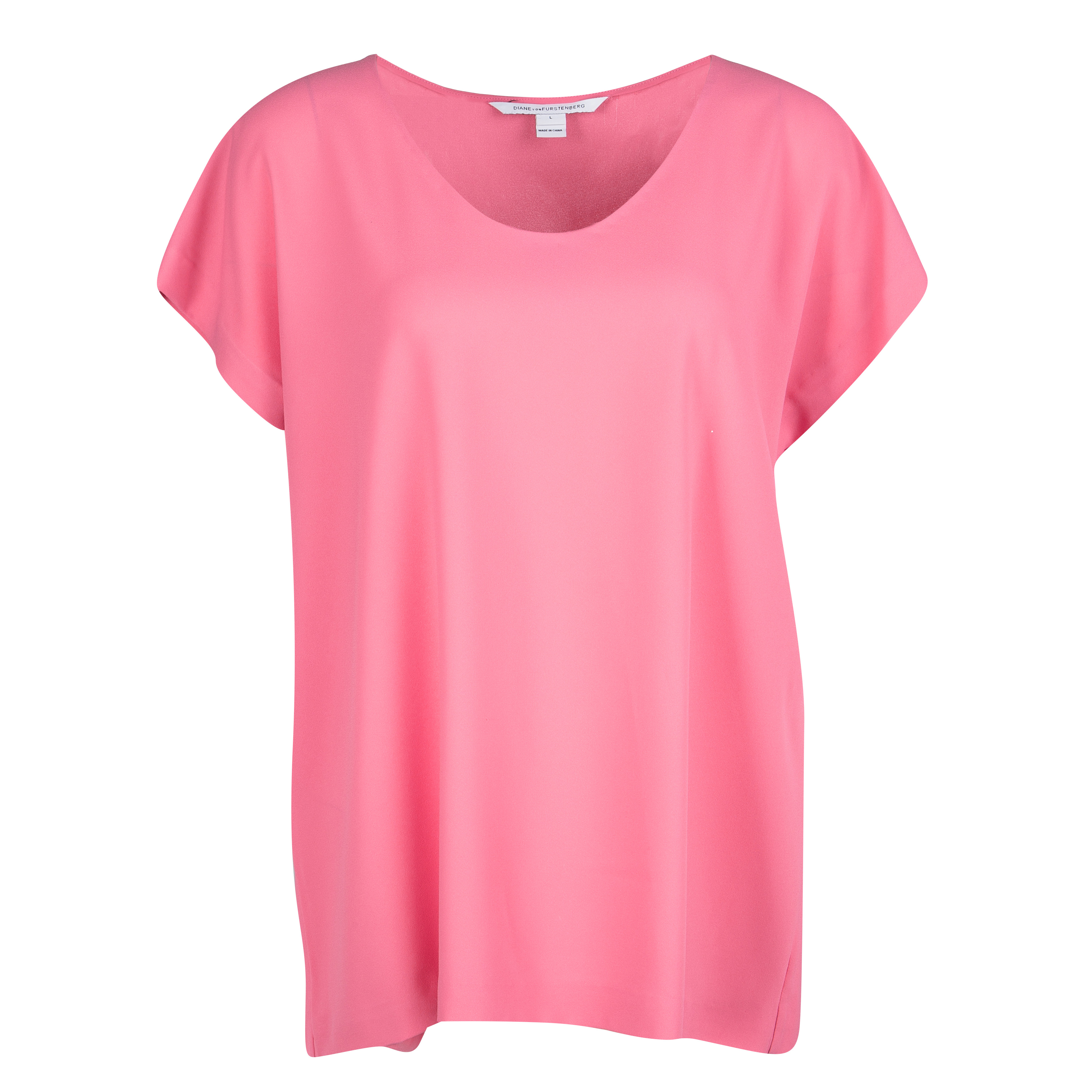 Pre Owned Diane Von Furstenberg Pink Acedia Crepe Top L